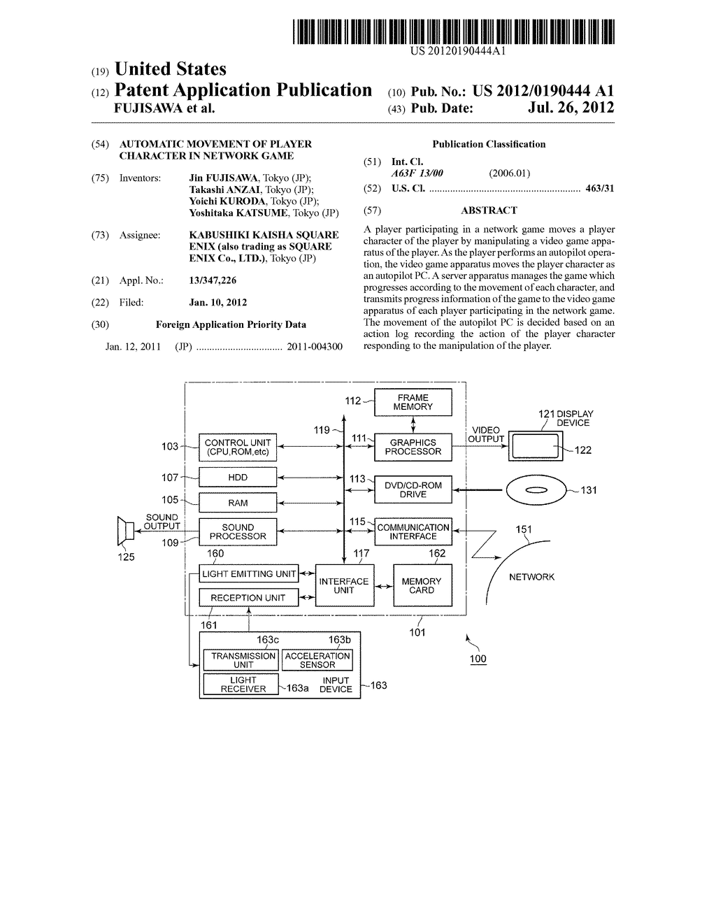 AUTOMATIC MOVEMENT OF PLAYER CHARACTER IN NETWORK GAME - diagram, schematic, and image 01