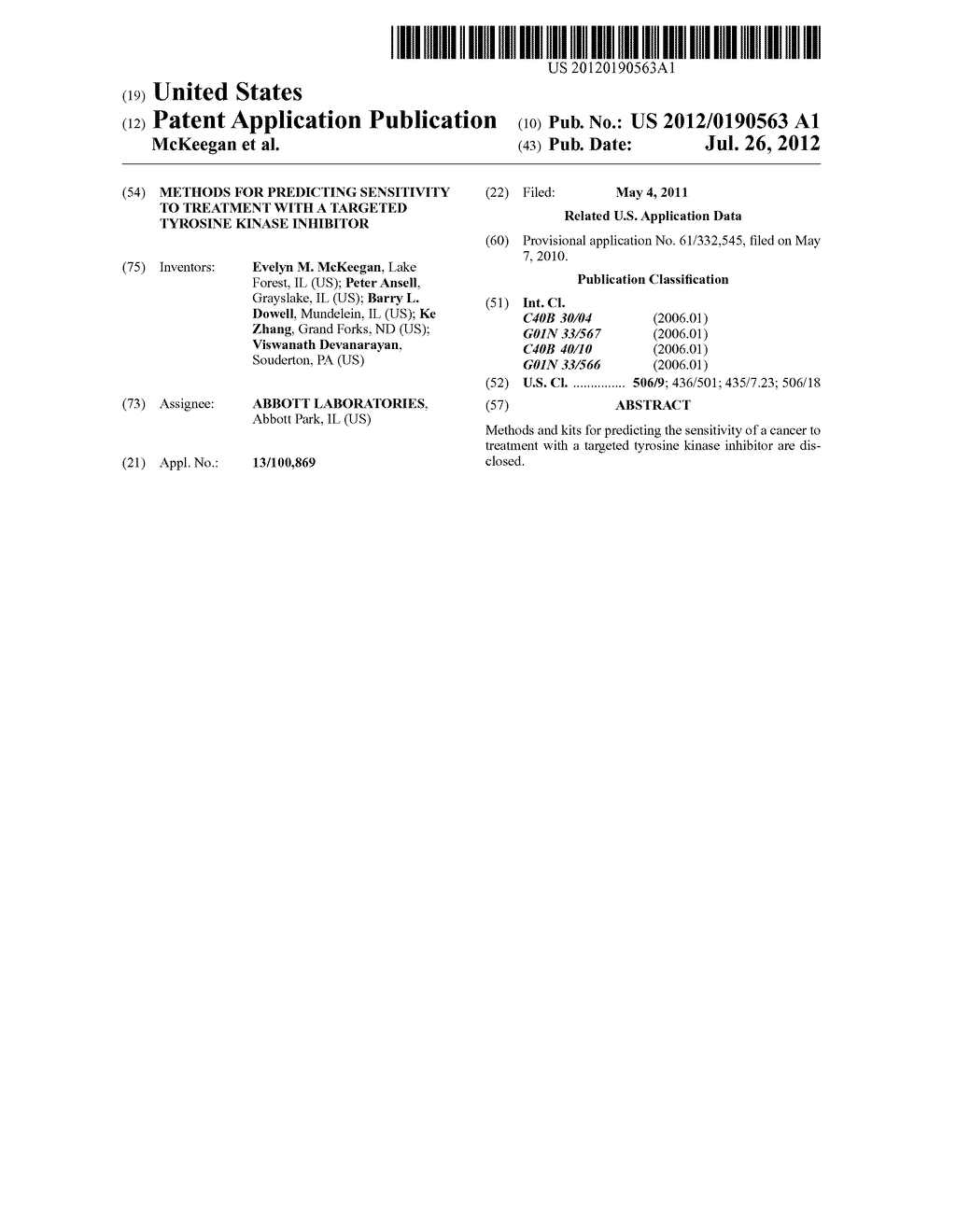 METHODS FOR PREDICTING SENSITIVITY TO TREATMENT WITH A TARGETED TYROSINE     KINASE INHIBITOR - diagram, schematic, and image 01