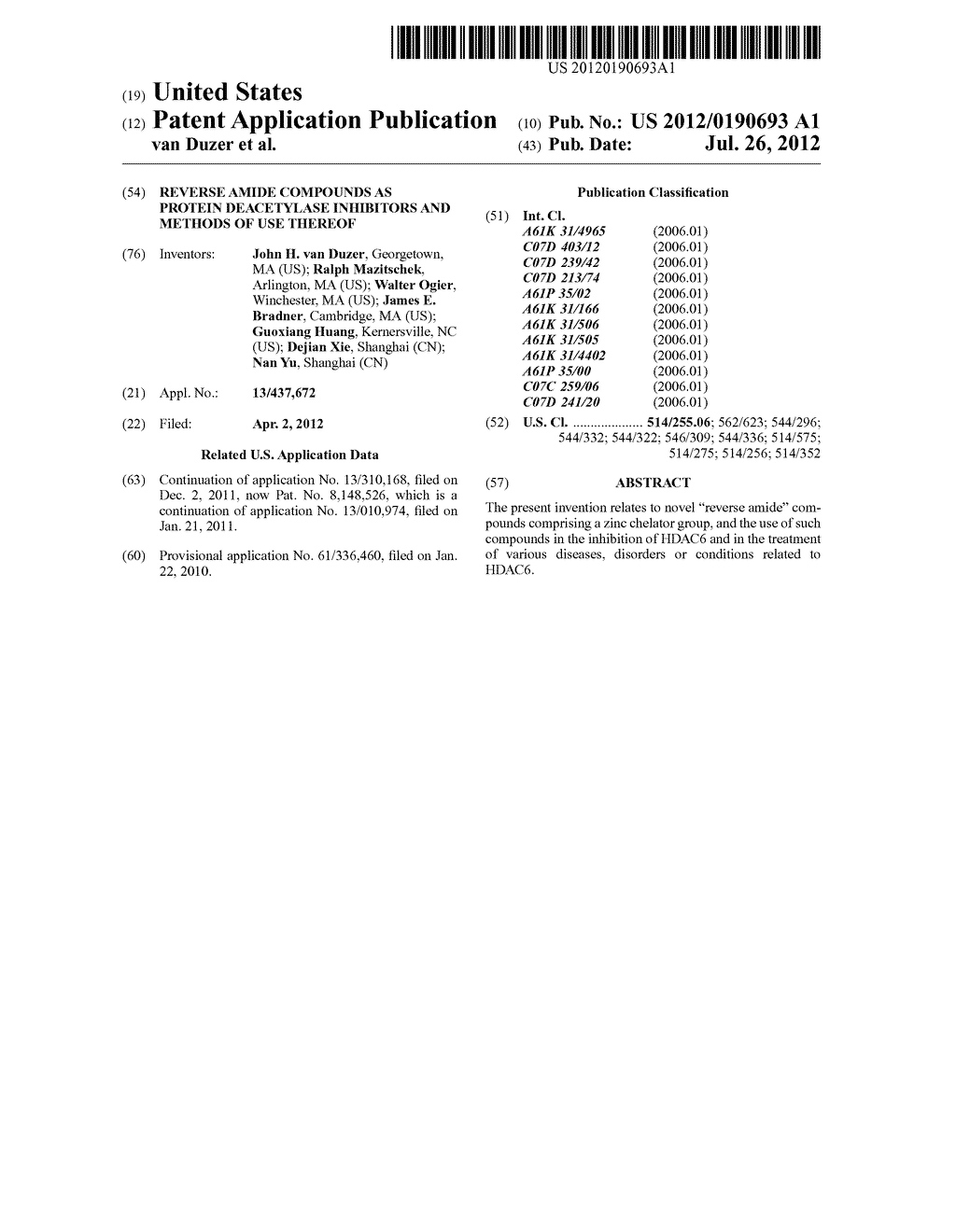 Reverse Amide Compounds As Protein Deacetylase Inhibitors And Methods Of     Use Thereof - diagram, schematic, and image 01