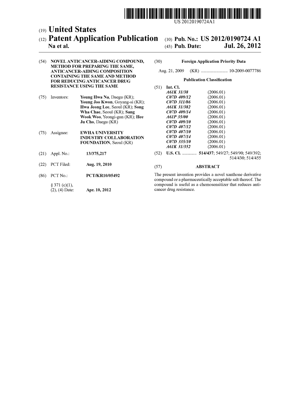 NOVEL ANTICANCER-AIDING COMPOUND, METHOD FOR PREPARING THE SAME,     ANTICANCER-AIDING COMPOSITION CONTAINING THE SAME AND METHOD FOR REDUCING     ANTICANCER DRUG RESISTANCE USING THE SAME - diagram, schematic, and image 01