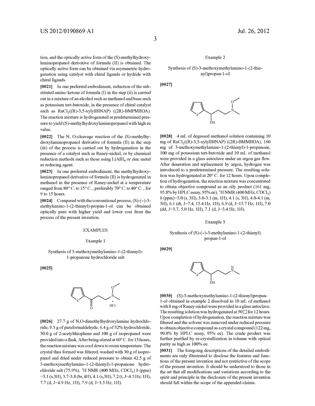 OPTICALLY ACTIVE METHYLHYDROXYLAMINOPROPANOL DERIVATIVE AND ITS USE AS     INTERMEDIATE FOR PREPARATION OF     (S)-(-)-3-METHYLAMINO-1-(-2-THIENYL)PROPAN-1-OL - diagram, schematic, and image 04