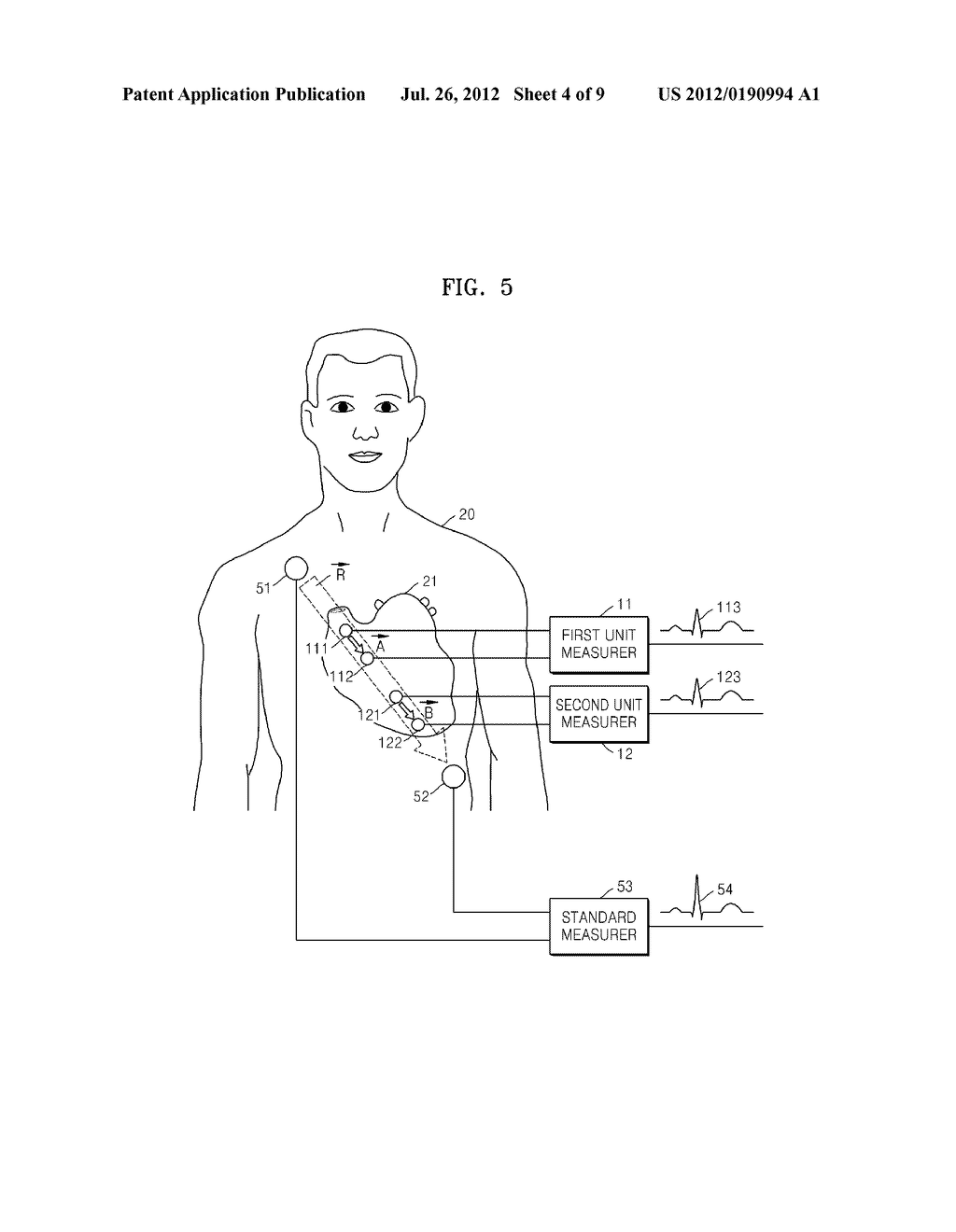 APPARATUS AND METHOD FOR MEASURING BIOLOGICAL SIGNAL WITH MULTIPLE UNIT     MEASURERS - diagram, schematic, and image 05