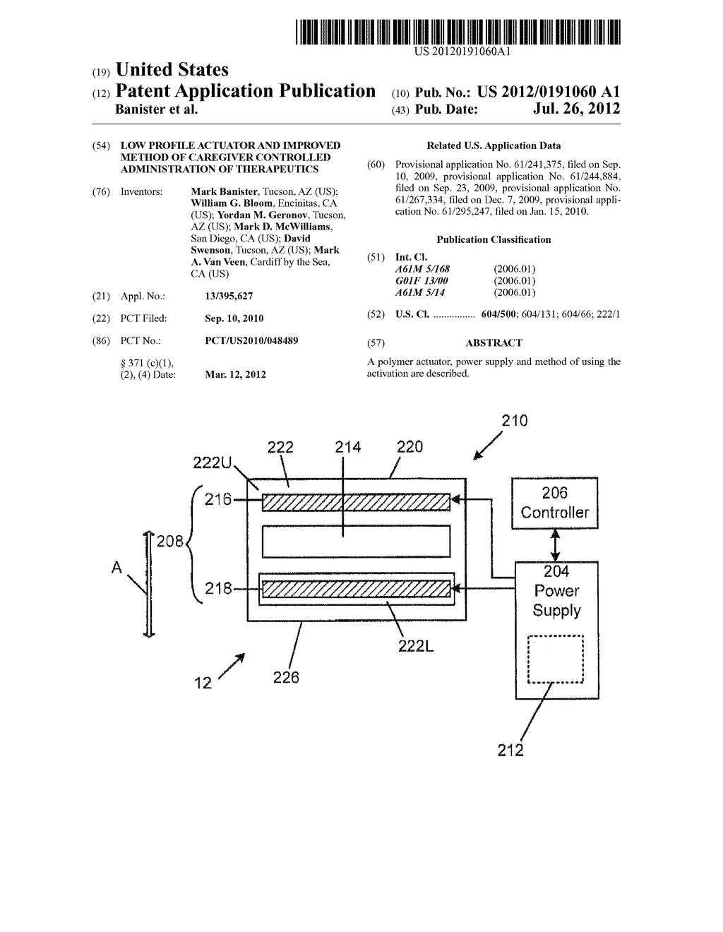 LOW PROFILE ACTUATOR AND IMPROVED METHOD OF CAREGIVER CONTROLLED     ADMINISTRATION OF THERAPEUTICS - diagram, schematic, and image 01