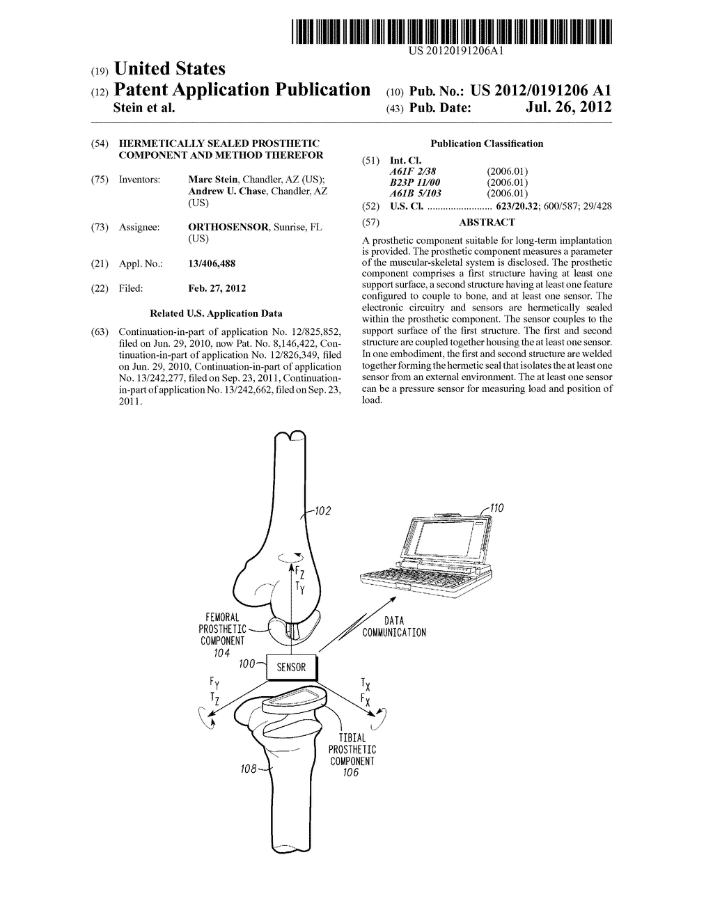 HERMETICALLY SEALED PROSTHETIC COMPONENT AND METHOD THEREFOR - diagram, schematic, and image 01