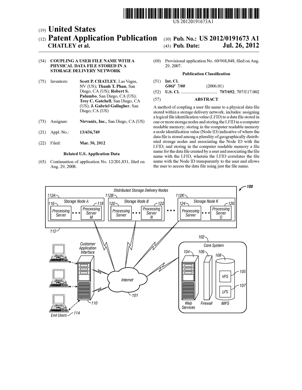 COUPLING A USER FILE NAME WITH A PHYSICAL DATA FILE STORED IN A STORAGE     DELIVERY NETWORK - diagram, schematic, and image 01