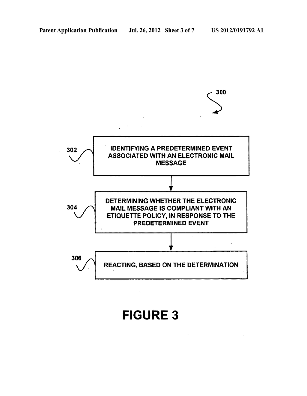 SYSTEM, METHOD, AND COMPUTER PROGRAM PRODUCT FOR DETERMINING WHETHER AN     ELECTRONIC MAIL MESSAGE IS COMPLIANT WITH AN ETIQUETTE POLICY - diagram, schematic, and image 04