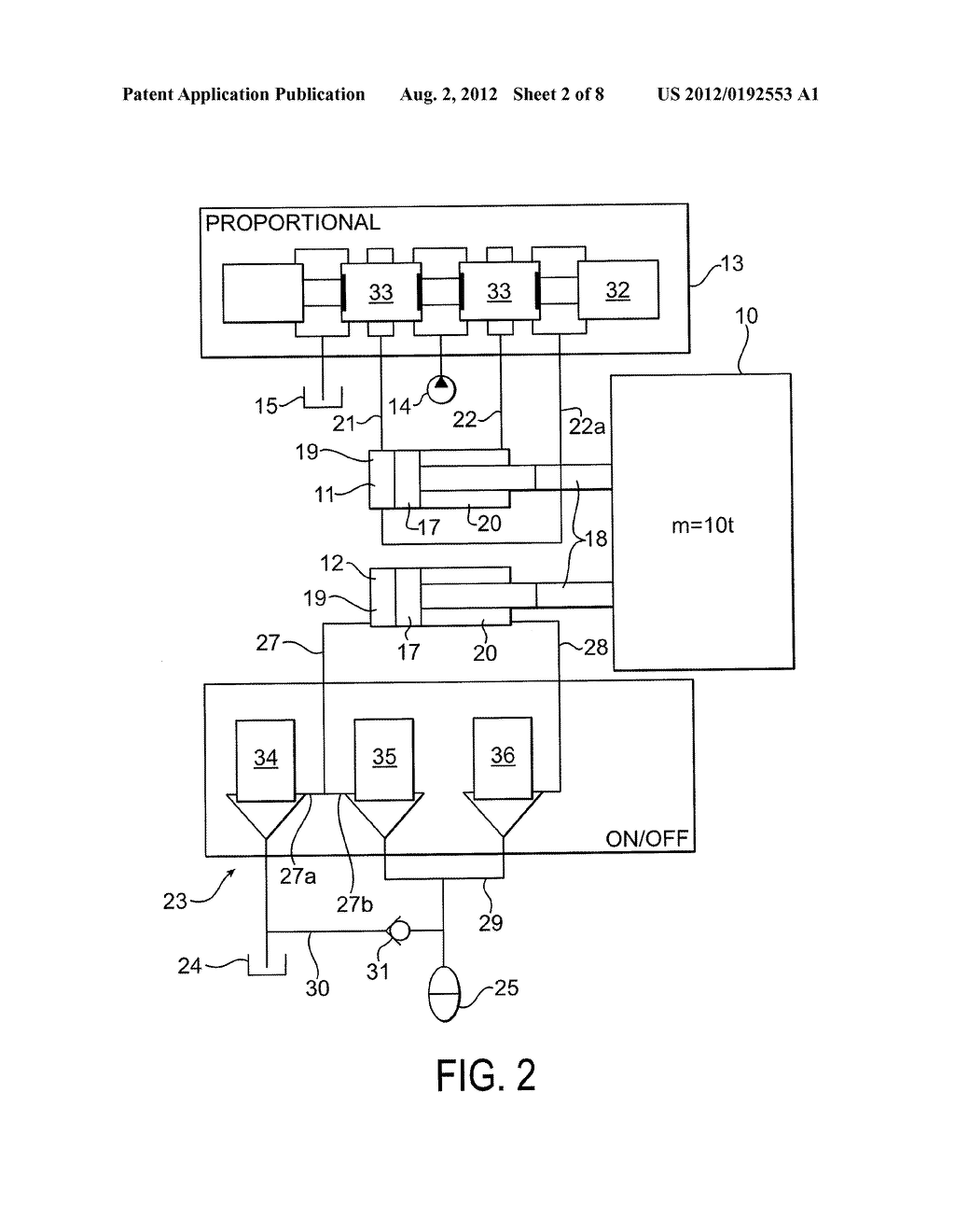 ENERGY-EFFICIENT HYDRAULIC DRIVE FOR THE LINEAR MOVEMENT OF A MASS - diagram, schematic, and image 03