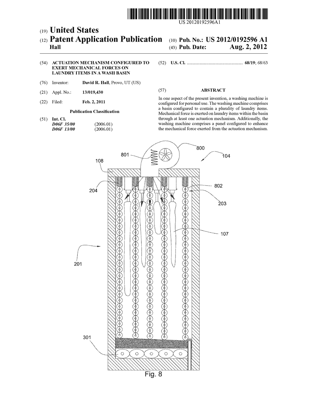 Actuation Mechanism Configured to Exert Mechanical Forces on Laundry Items     in a Wash Basin - diagram, schematic, and image 01