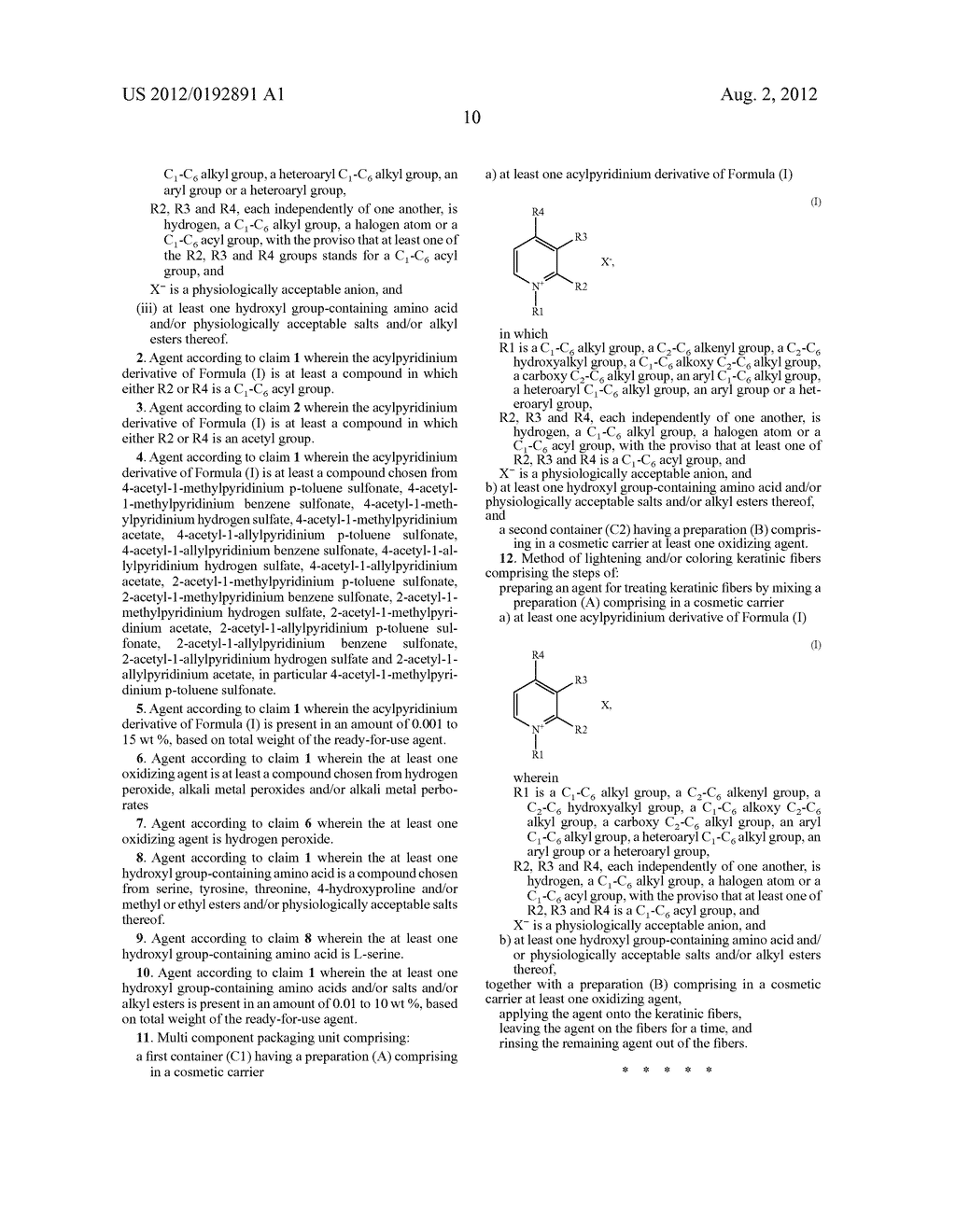 LIGHTENING AGENT HAVING CATIONIC ACYLPYRIDINIUM DERIVATIVES AND CERTAIN     AMINO ACIDS - diagram, schematic, and image 11