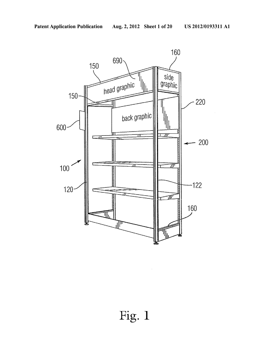 AISLE VIOLATING DISPLAY FOR ADORNING RETAIL SHELVING SYSTEMS - diagram, schematic, and image 02