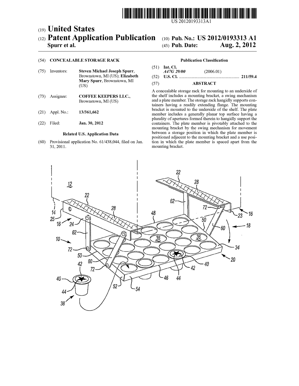 CONCEALABLE STORAGE RACK - diagram, schematic, and image 01