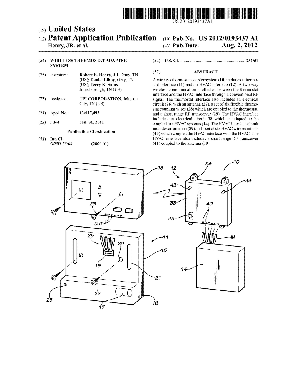 WIRELESS THERMOSTAT ADAPTER SYSTEM - diagram, schematic, and image 01