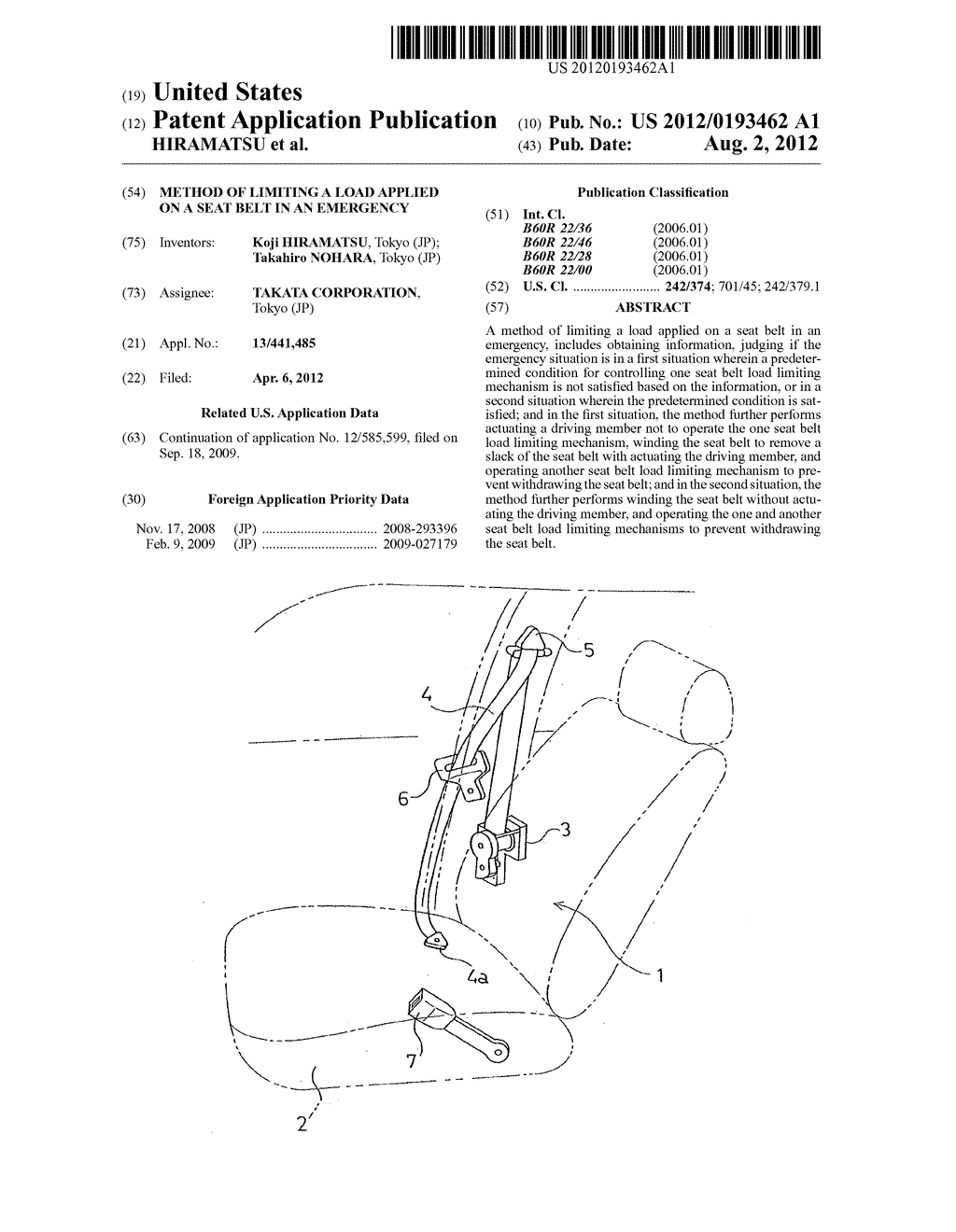 METHOD OF LIMITING A LOAD APPLIED ON A SEAT BELT IN AN EMERGENCY - diagram, schematic, and image 01