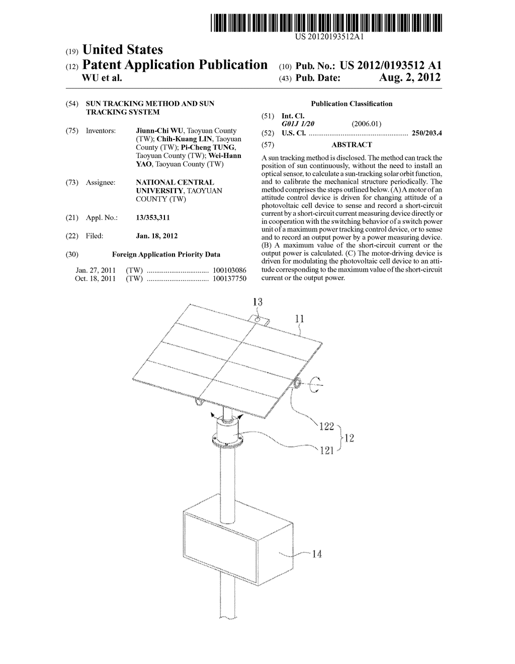 SUN TRACKING METHOD AND SUN TRACKING SYSTEM - diagram, schematic, and image 01