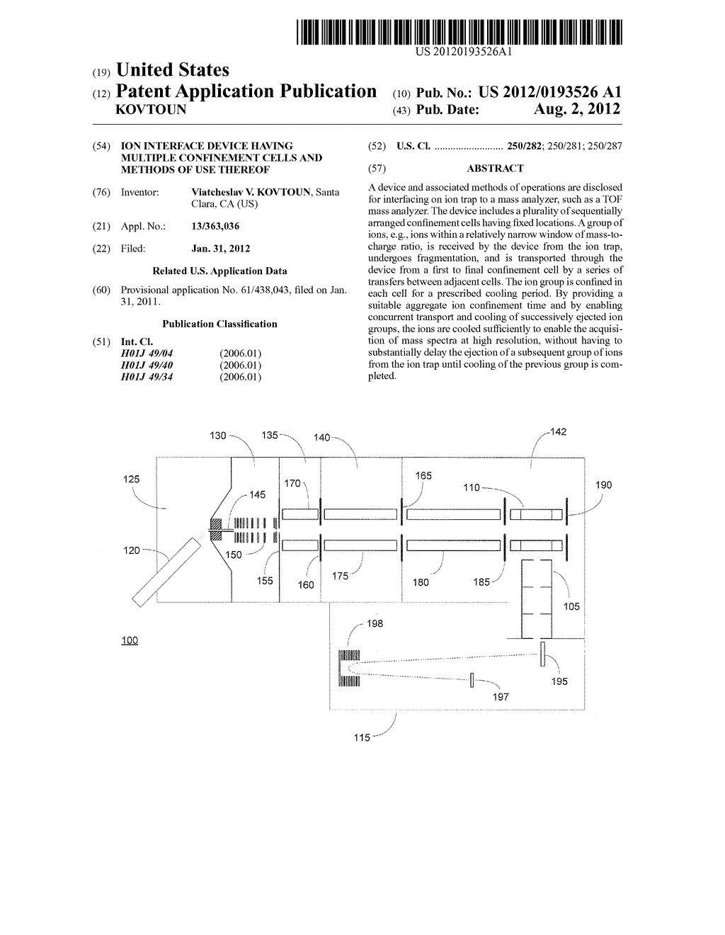 Ion Interface Device Having Multiple Confinement Cells and Methods of Use     Thereof - diagram, schematic, and image 01