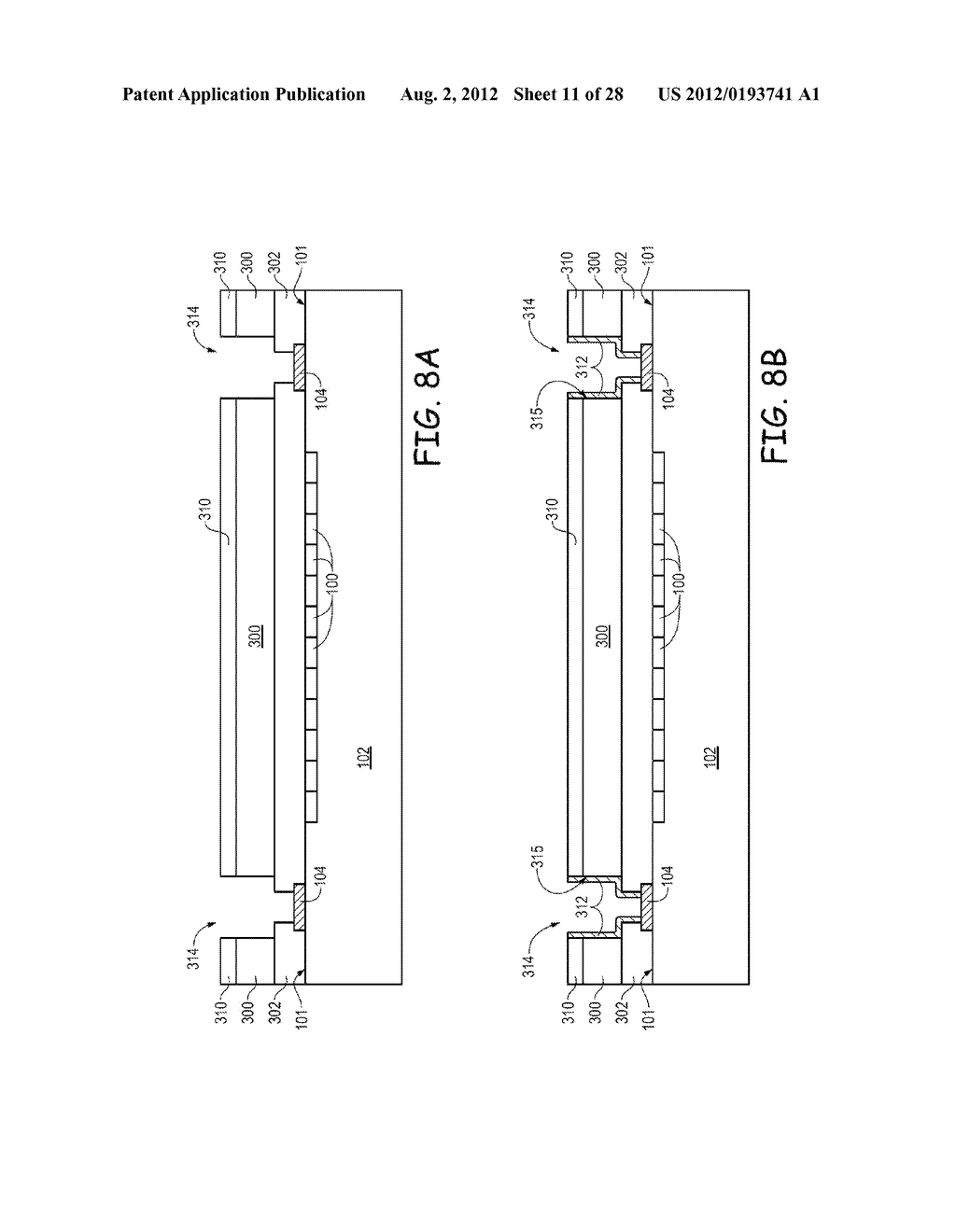 METHODS FOR FORMING BACKSIDE ILLUMINATED IMAGE SENSORS WITH FRONT SIDE     METAL REDISTRIBUTION LAYERS - diagram, schematic, and image 12