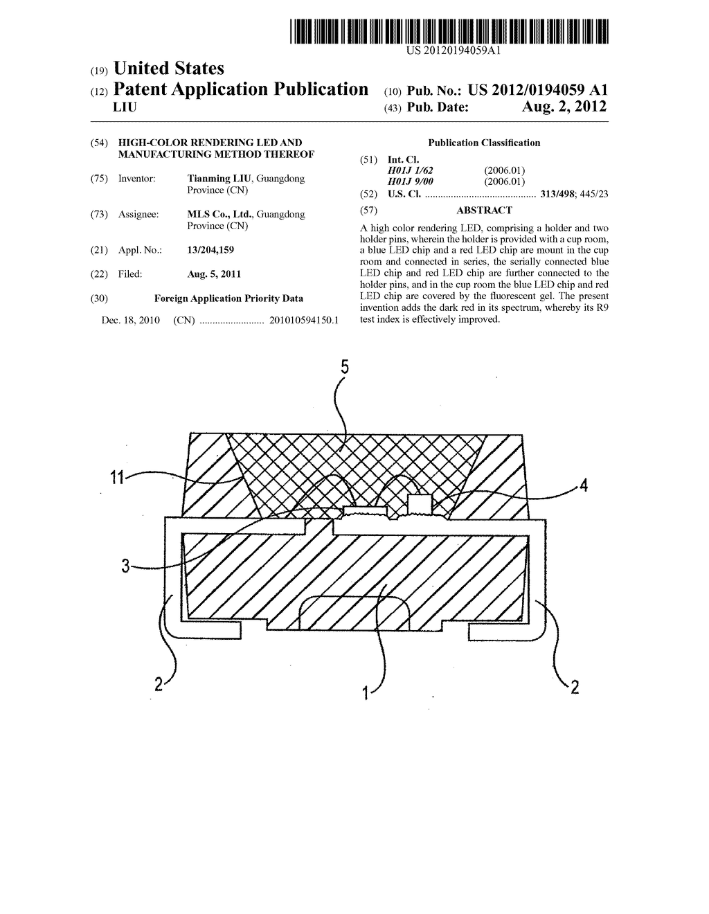 HIGH-COLOR RENDERING LED AND MANUFACTURING METHOD THEREOF - diagram, schematic, and image 01