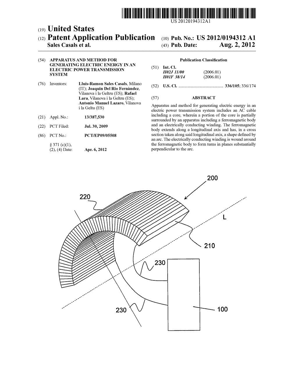 APPARATUS AND METHOD FOR GENERATING ELECTRIC ENERGY IN AN ELECTRIC POWER     TRANSMISSION SYSTEM - diagram, schematic, and image 01