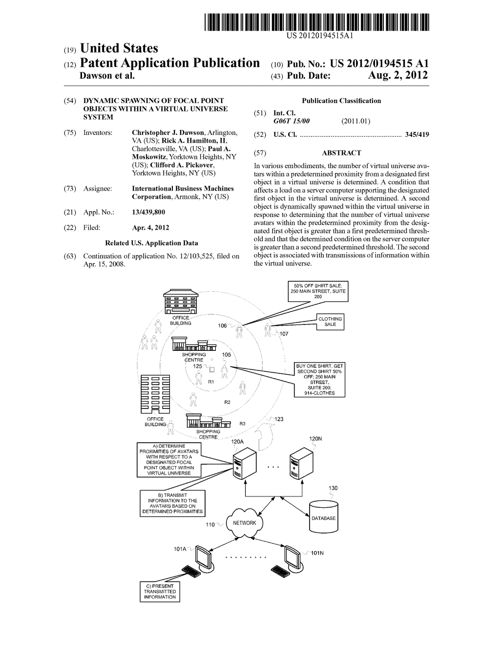 DYNAMIC SPAWNING OF FOCAL POINT OBJECTS WITHIN A VIRTUAL UNIVERSE SYSTEM - diagram, schematic, and image 01