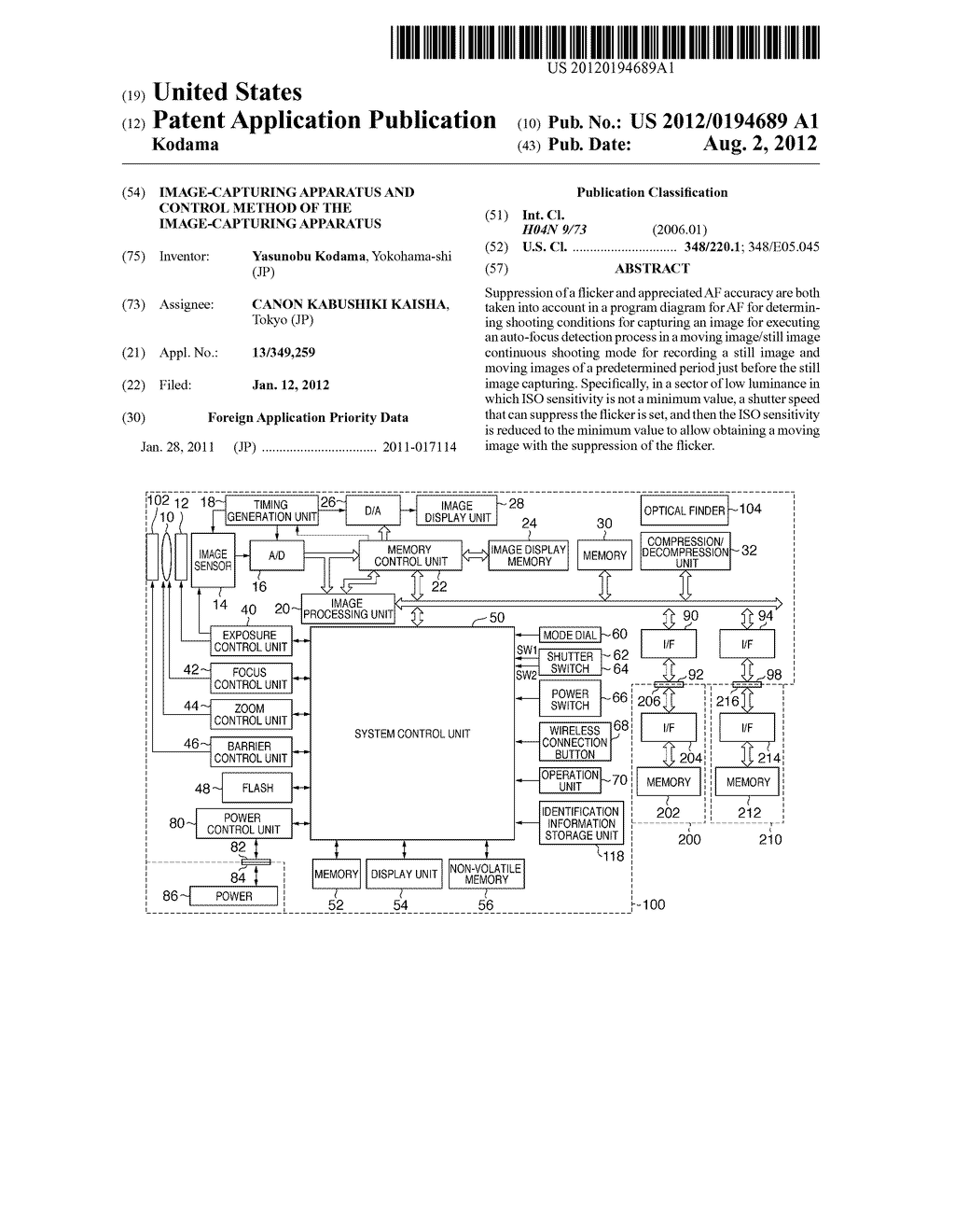 IMAGE-CAPTURING APPARATUS AND CONTROL METHOD OF THE IMAGE-CAPTURING     APPARATUS - diagram, schematic, and image 01