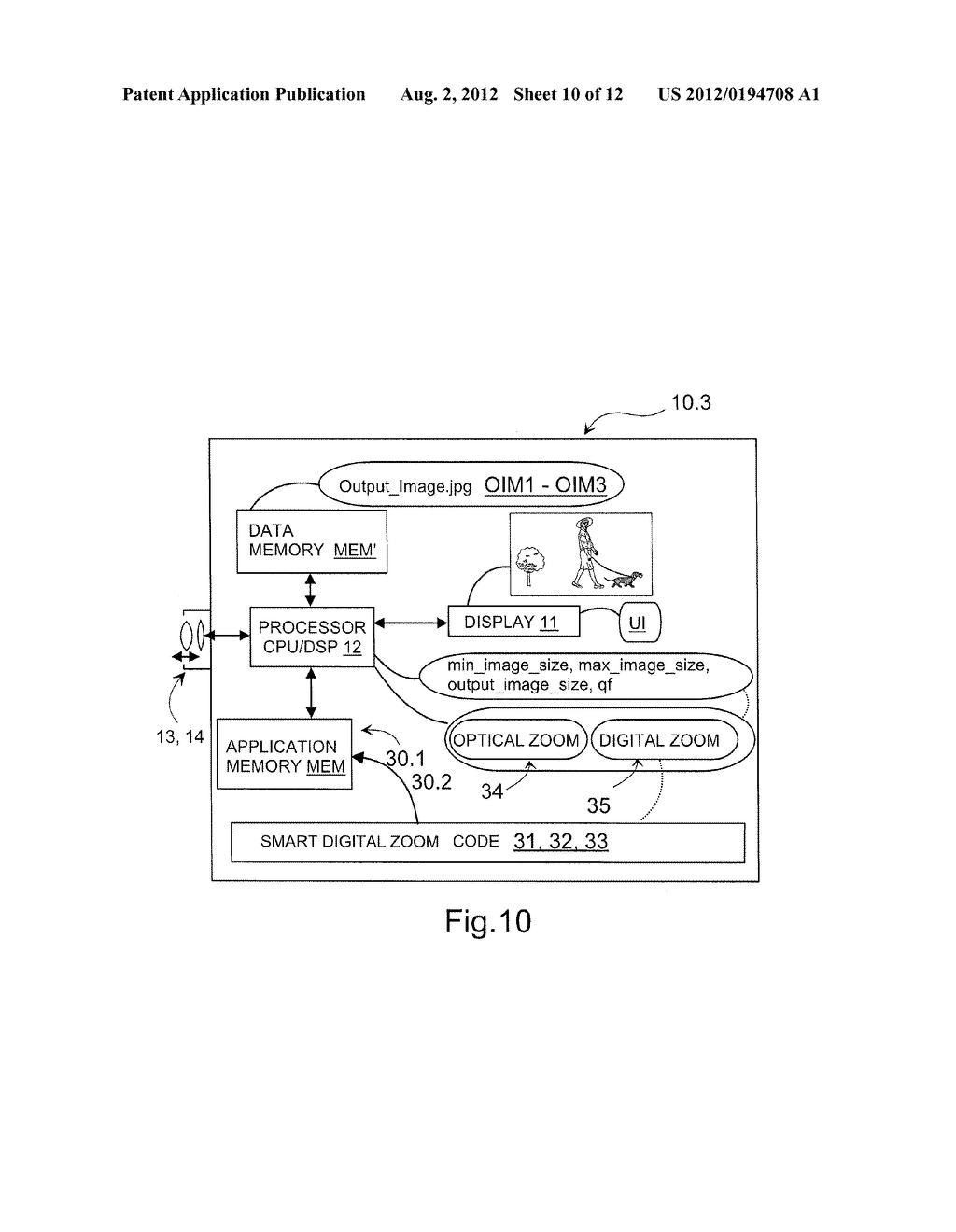 Digital Camera Devices and Methods for Implementing Digital Zoom in     Digital Camera Devices and Corresponding Program Products - diagram, schematic, and image 11