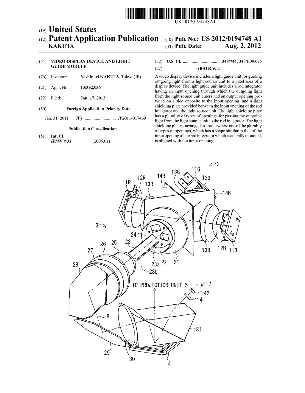 VIDEO DISPLAY DEVICE AND LIGHT GUIDE MODULE - diagram, schematic, and image 01