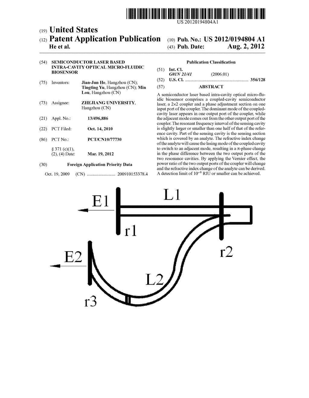 SEMICONDUCTOR LASER BASED INTRA-CAVITY OPTICAL MICRO-FLUIDIC BIOSENSOR - diagram, schematic, and image 01