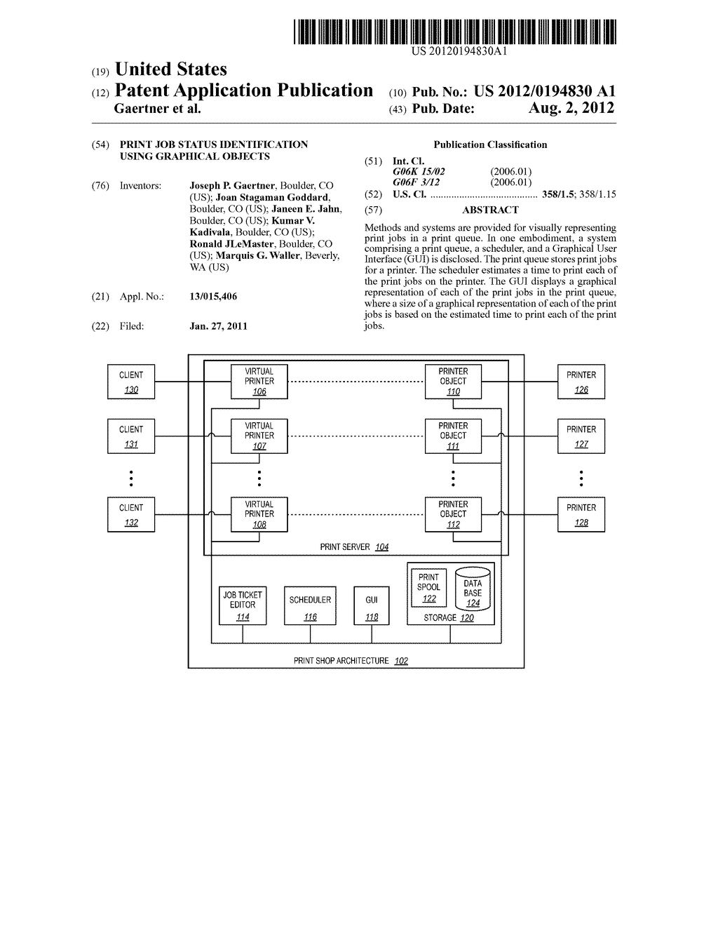 PRINT JOB STATUS IDENTIFICATION USING GRAPHICAL OBJECTS - diagram, schematic, and image 01