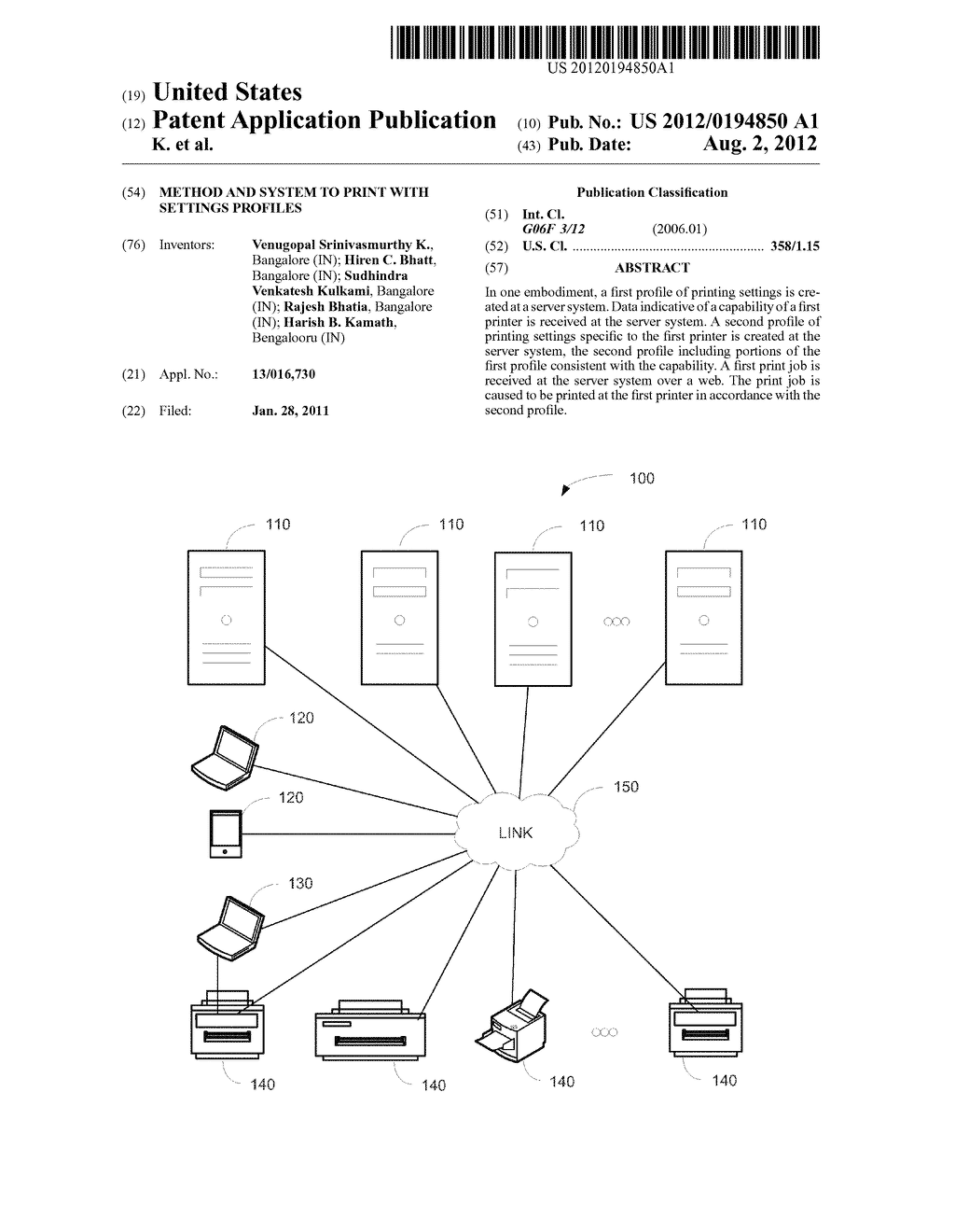 METHOD AND SYSTEM TO PRINT WITH SETTINGS PROFILES - diagram, schematic, and image 01
