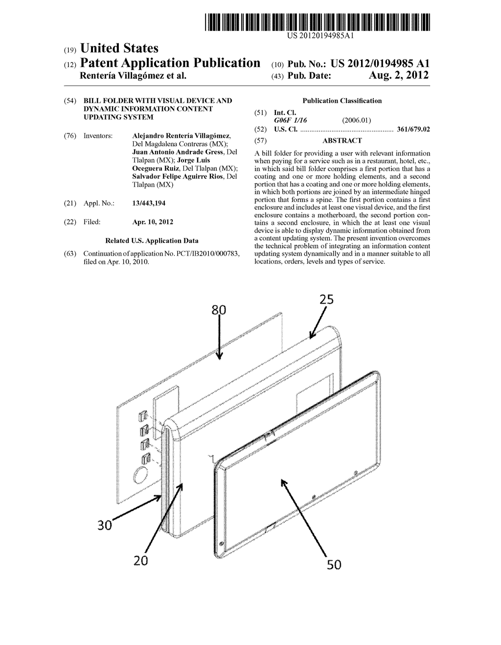 Bill Folder with Visual Device and Dynamic Information Content Updating     System - diagram, schematic, and image 01