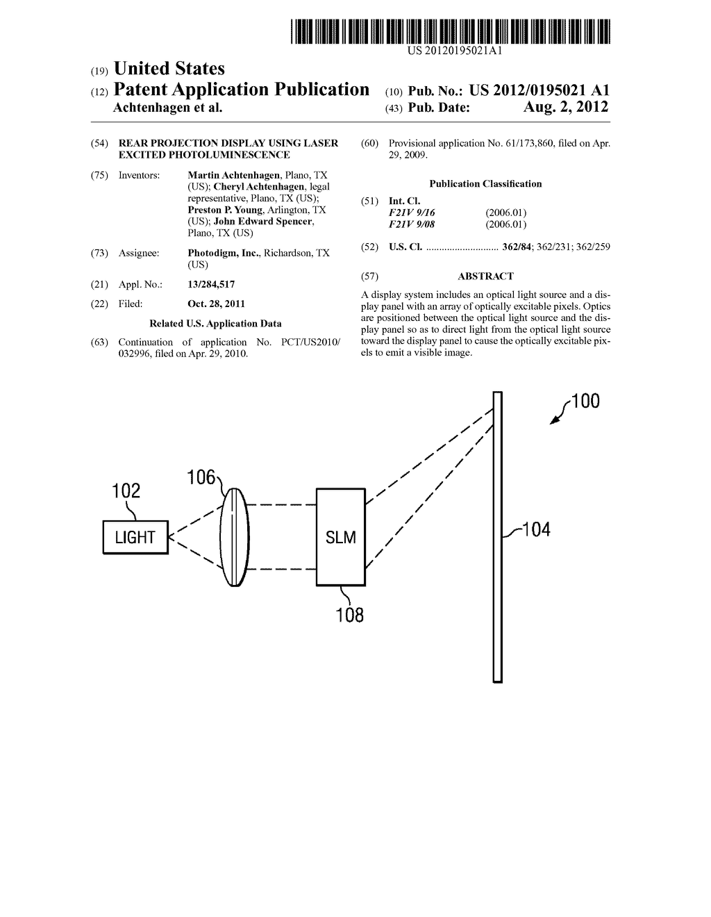 Rear Projection Display Using Laser Excited Photoluminescence - diagram, schematic, and image 01