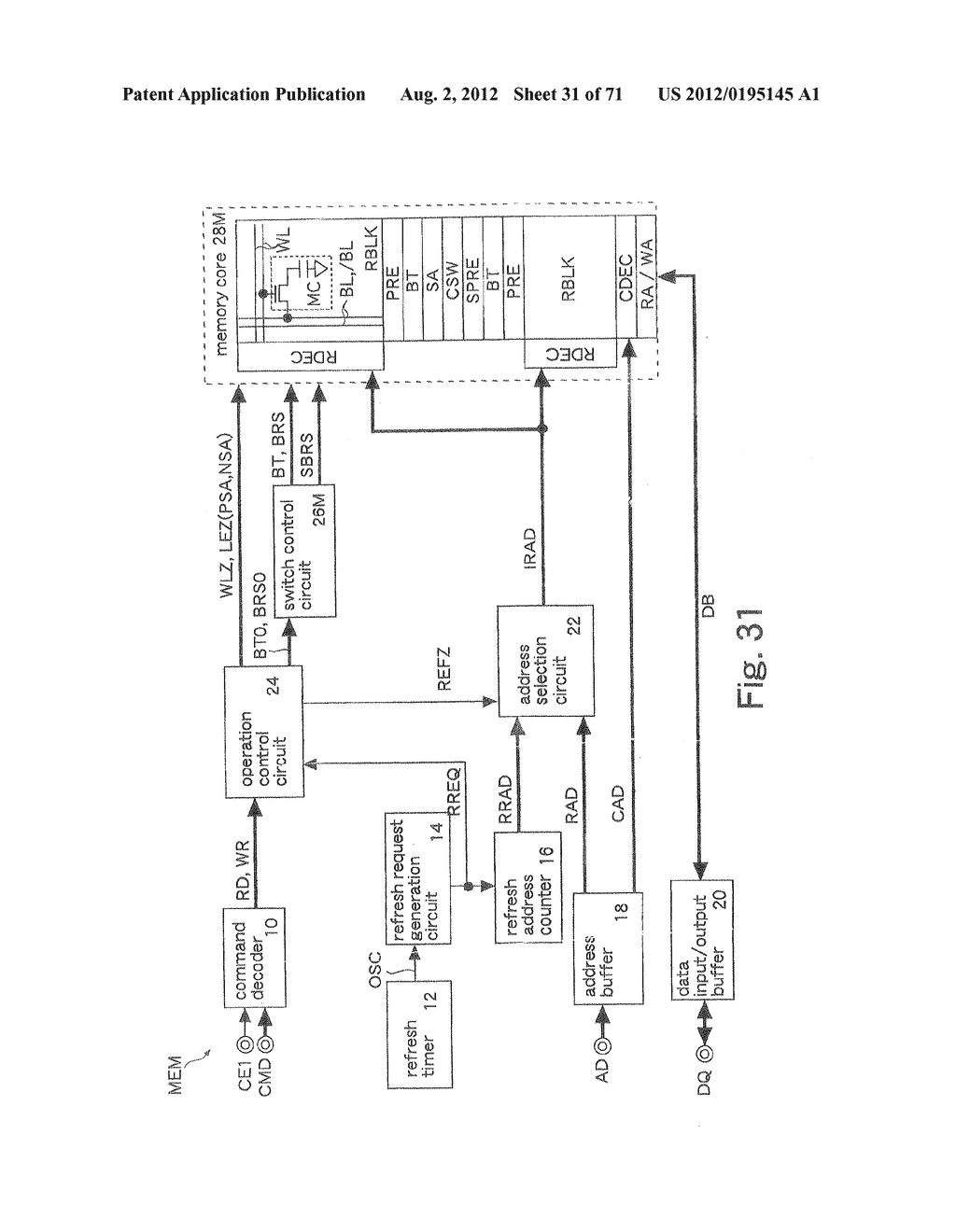 SEMICONDUCTOR MEMORY FOR DISCONNECTING A BIT LINE FROM A SENSE AMPLIFIER     IN A STANDBY PERIOD AND MEMORY SYSTEM INCLUDING THE SEMICONDUCTOR MEMORY - diagram, schematic, and image 32