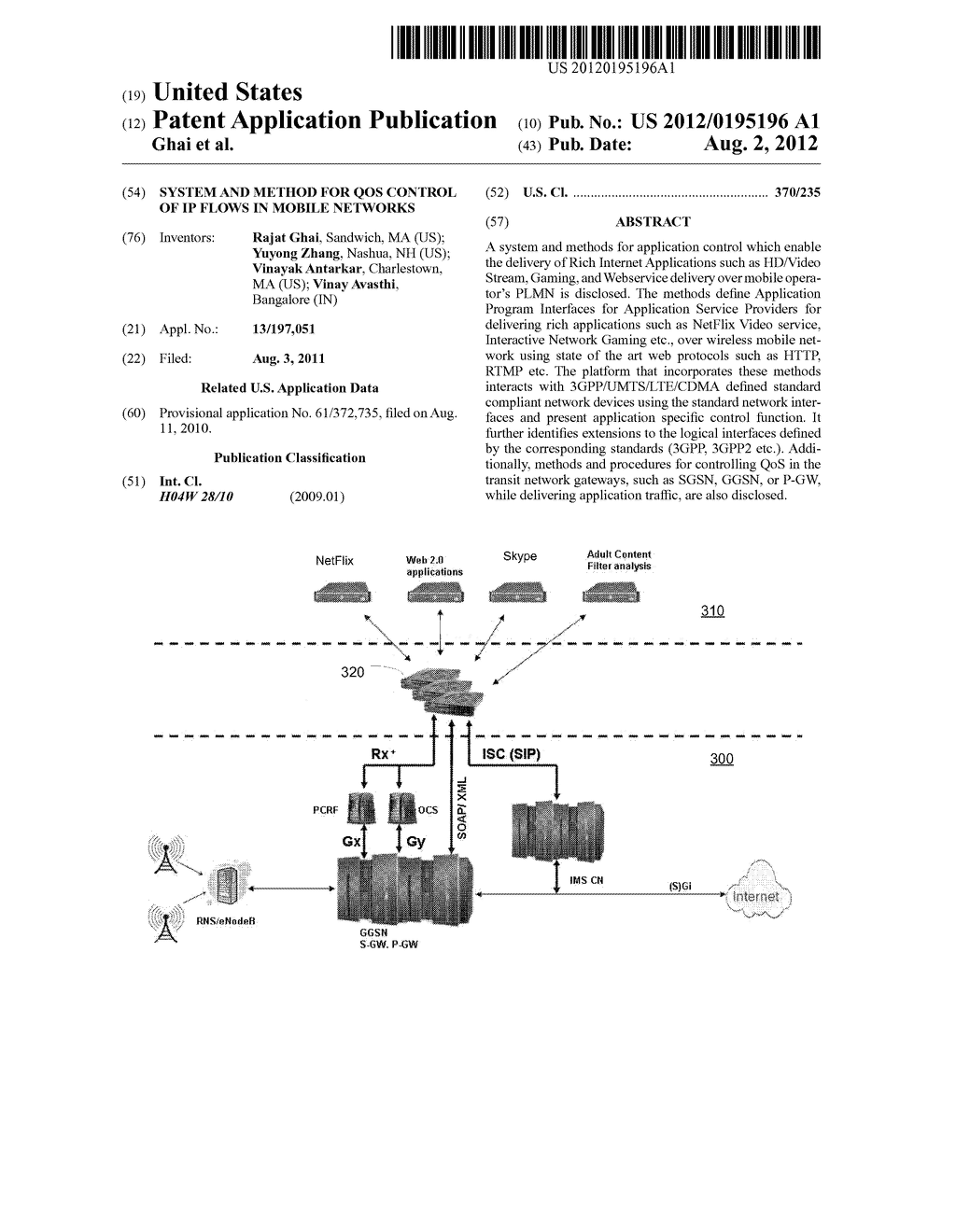 SYSTEM AND METHOD FOR QoS CONTROL OF IP FLOWS IN MOBILE NETWORKS - diagram, schematic, and image 01