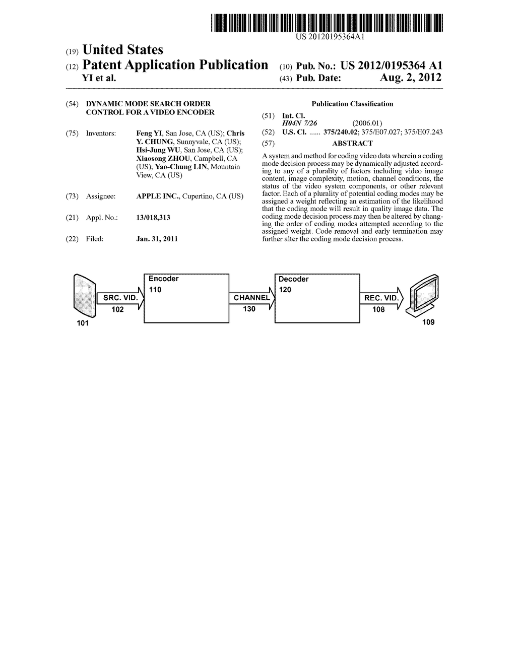 DYNAMIC MODE SEARCH ORDER CONTROL FOR A VIDEO ENCODER - diagram, schematic, and image 01