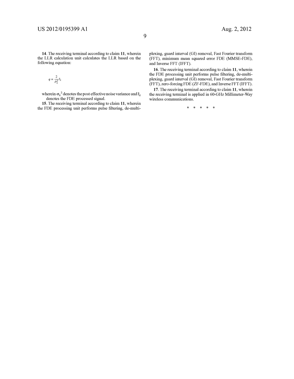 APPARATUS, METHOD AND RECEIVING TERMINAL FOR LDPC DECODING - diagram, schematic, and image 15