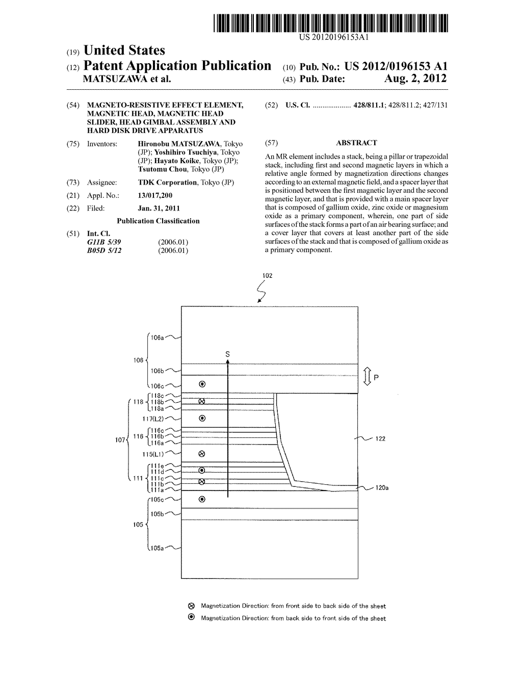 MAGNETO-RESISTIVE EFFECT ELEMENT, MAGNETIC HEAD, MAGNETIC HEAD SLIDER,     HEAD GIMBAL ASSEMBLY AND HARD DISK DRIVE APPARATUS - diagram, schematic, and image 01