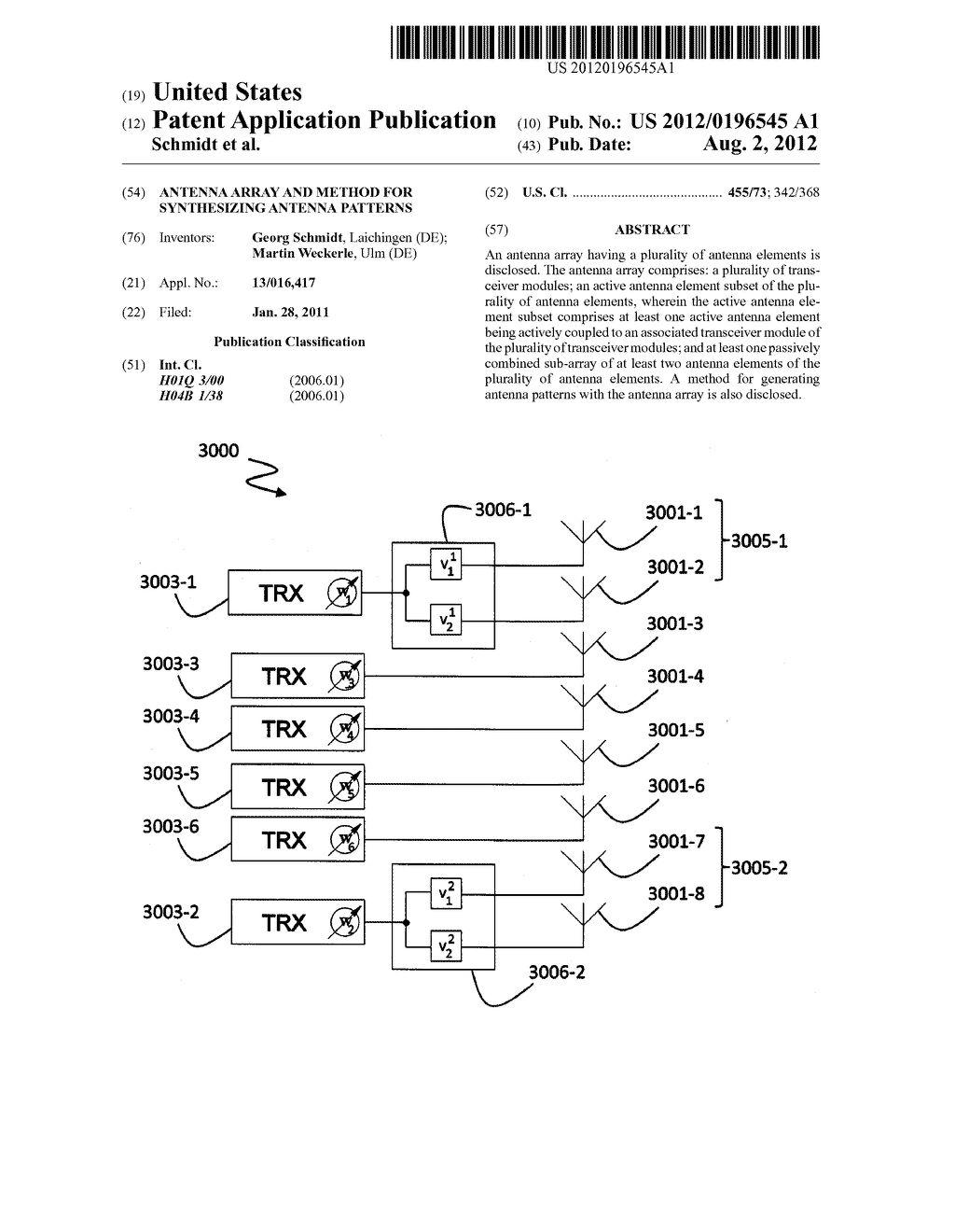 ANTENNA ARRAY AND METHOD FOR SYNTHESIZING ANTENNA PATTERNS - diagram, schematic, and image 01