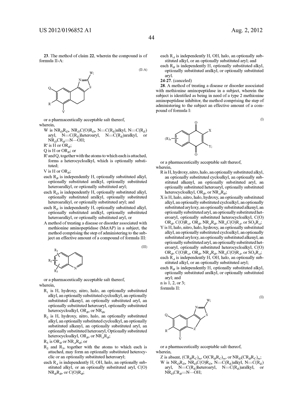 INHIBITORS OF METHIONINE AMINOPEPTIDASES AND METHODS OF TREATING DISORDERS - diagram, schematic, and image 54