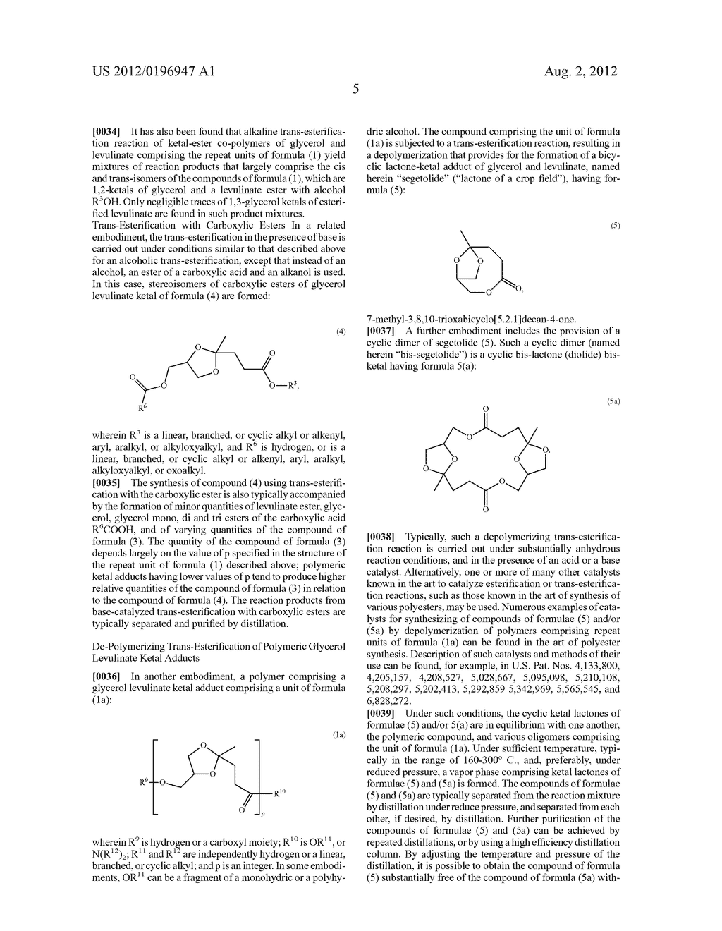 GLYCEROL LEVULINATE KETALS AND THEIR USE IN THE MANUFACTURE OF     POLYURETHANES, AND POLYURETHANES FORMED THEREFROM - diagram, schematic, and image 10