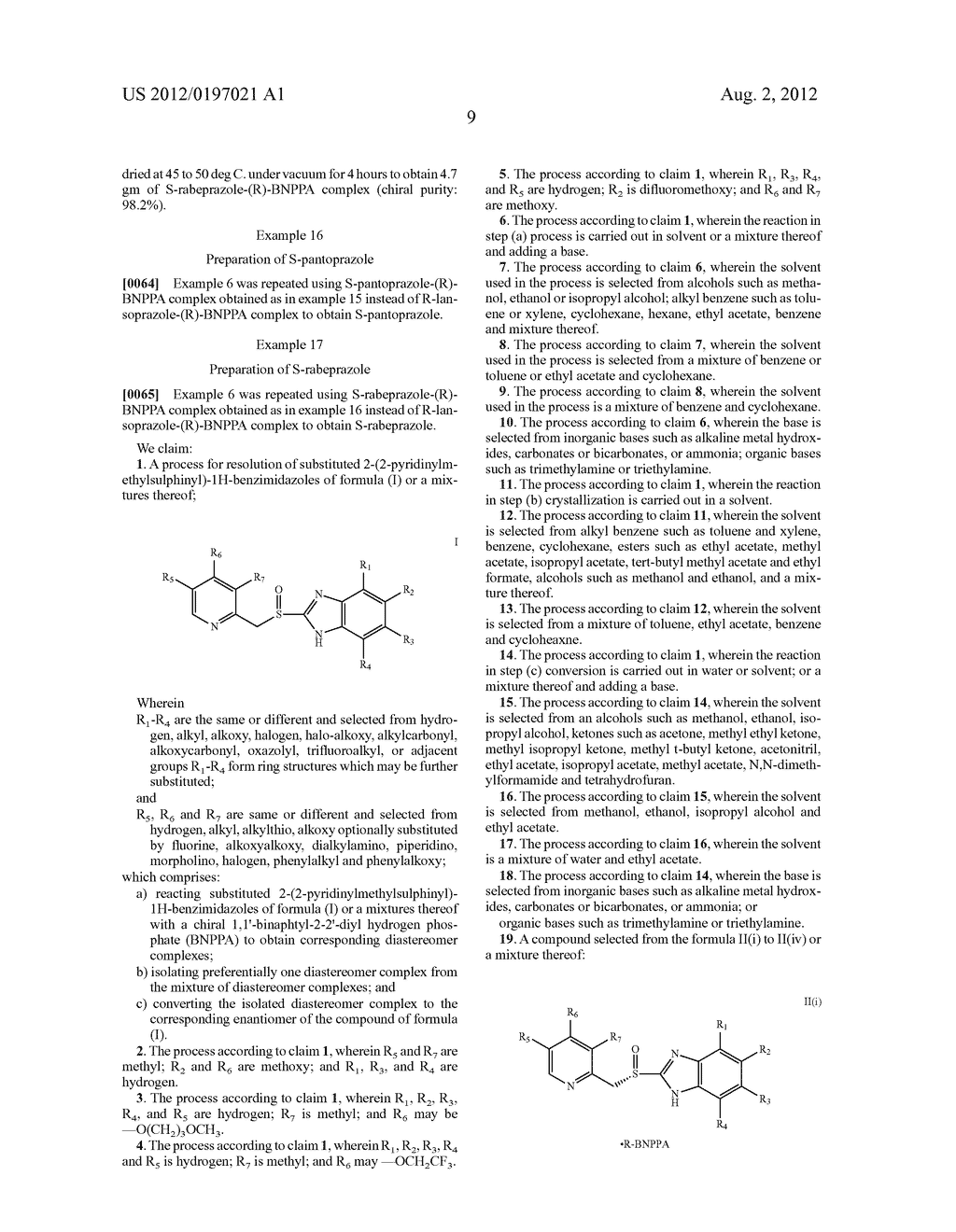 OPTICAL RESOLUTION OF SUBSTITUTED     2-(2-PYRIDINYLMETHYLSULPHINYL)-1H-BENZIMIDAZOLES - diagram, schematic, and image 10