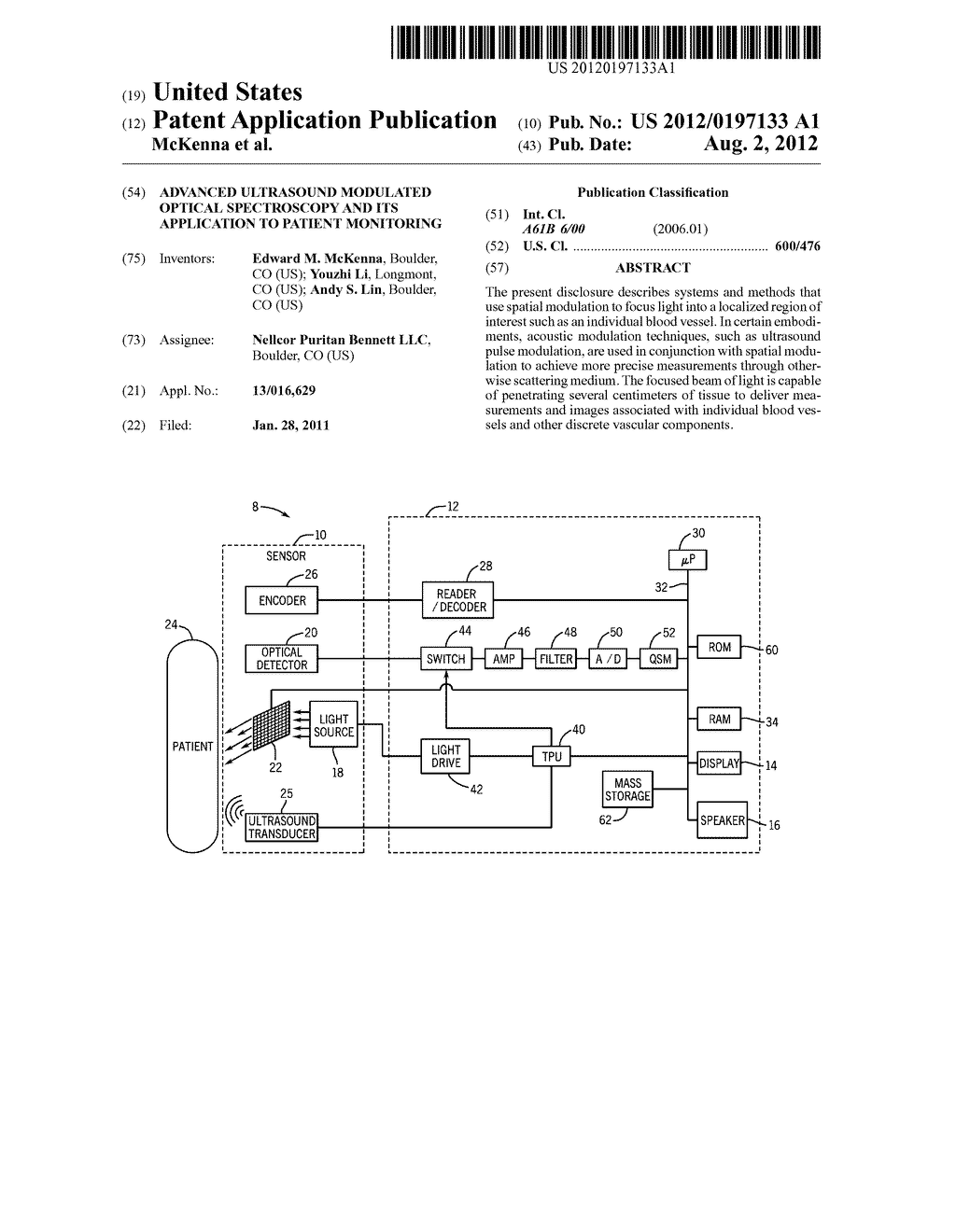 Advanced Ultrasound Modulated Optical Spectroscopy And Its Application To     Patient Monitoring - diagram, schematic, and image 01