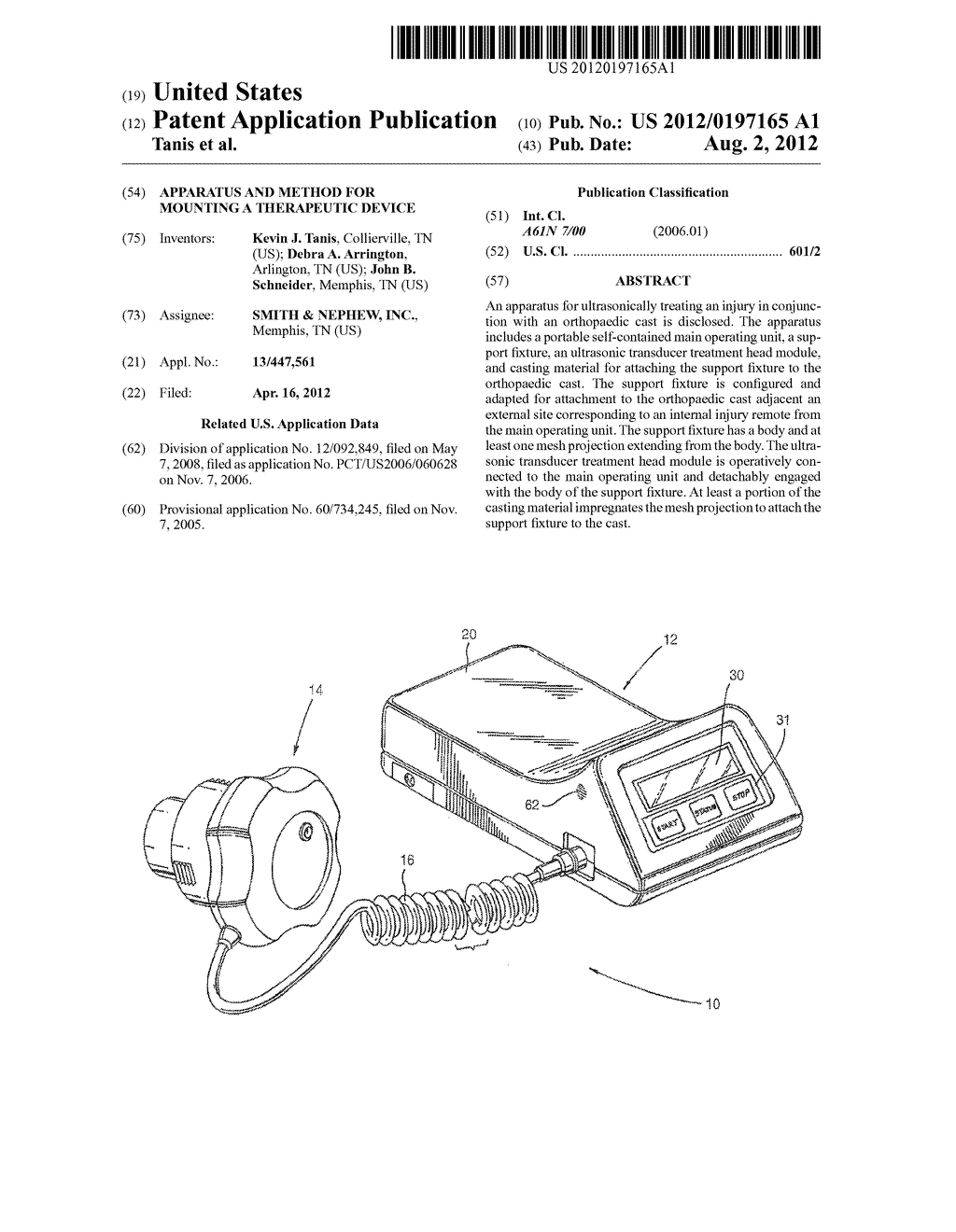 APPARATUS AND METHOD FOR MOUNTING A THERAPEUTIC DEVICE - diagram, schematic, and image 01