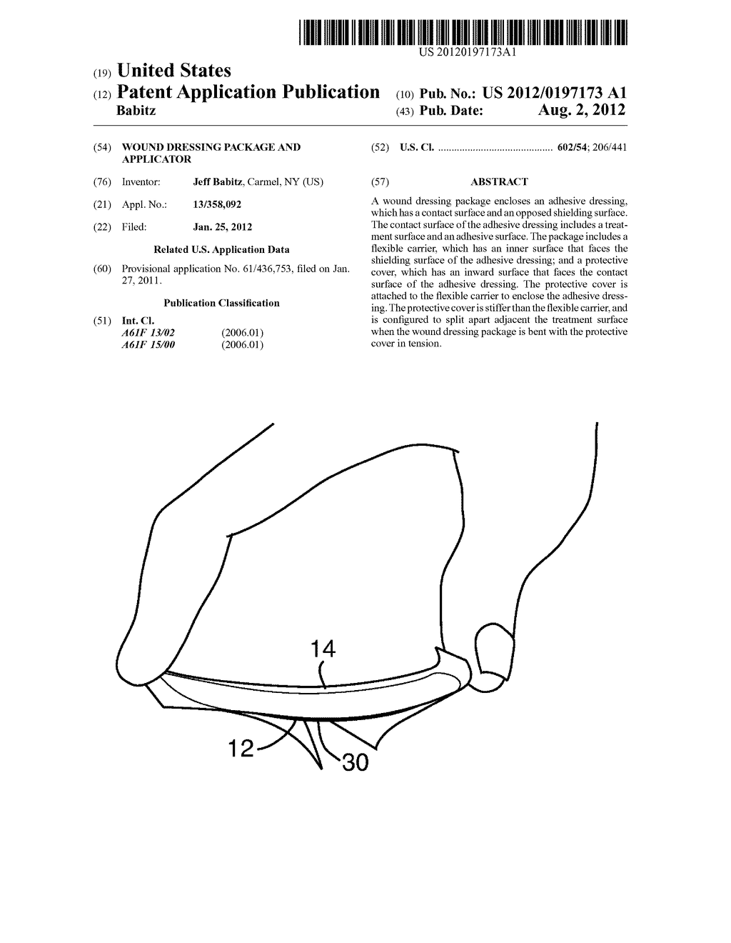 WOUND DRESSING PACKAGE AND APPLICATOR - diagram, schematic, and image 01