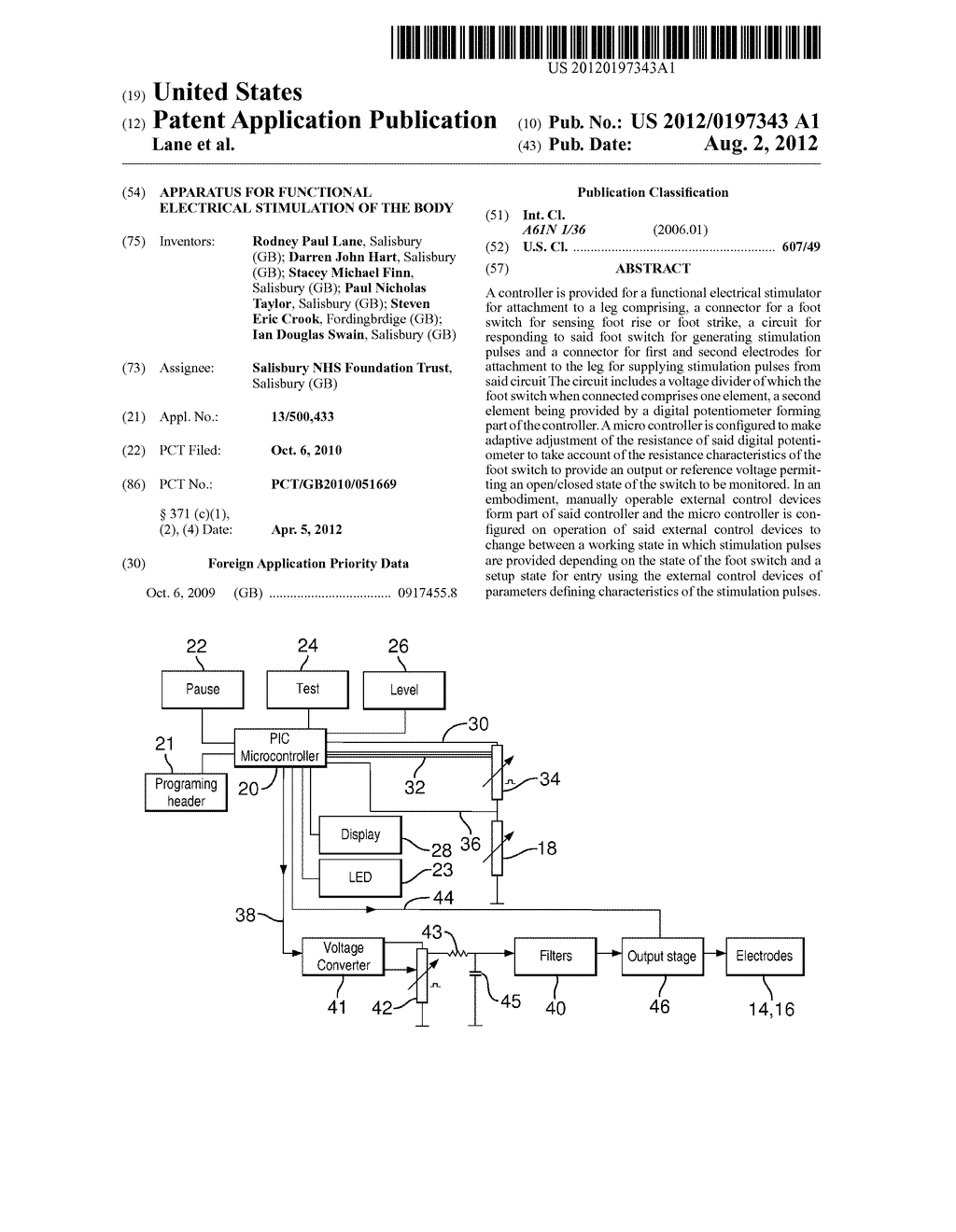 APPARATUS FOR FUNCTIONAL ELECTRICAL STIMULATION OF THE BODY - diagram, schematic, and image 01