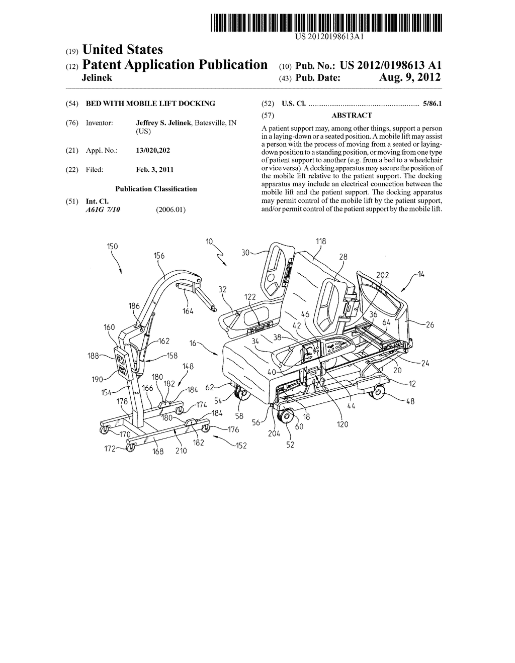 BED WITH MOBILE LIFT DOCKING - diagram, schematic, and image 01