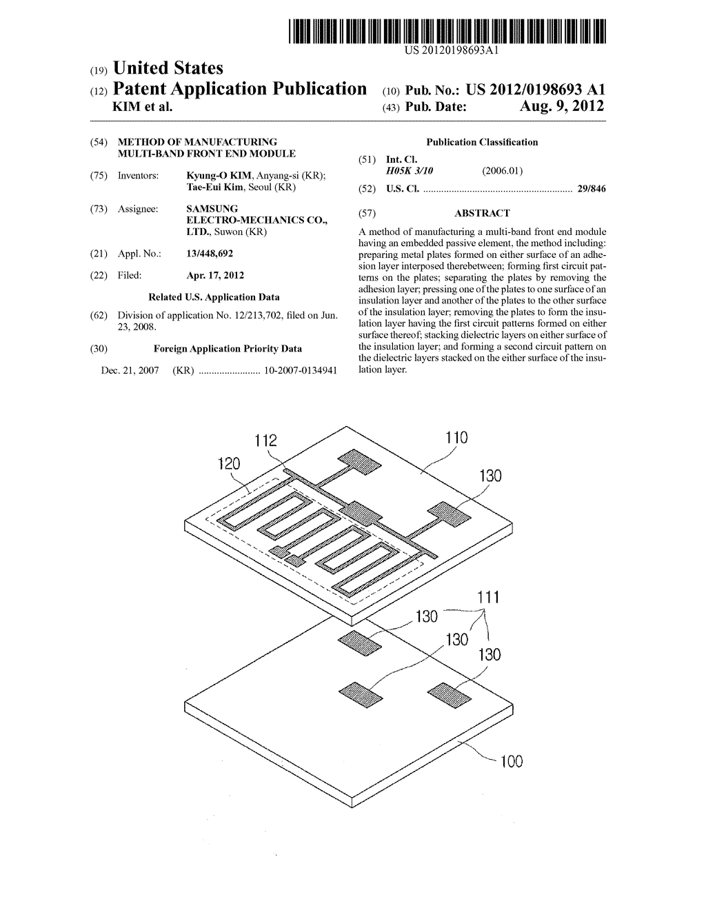 METHOD OF MANUFACTURING MULTI-BAND FRONT END MODULE - diagram, schematic, and image 01