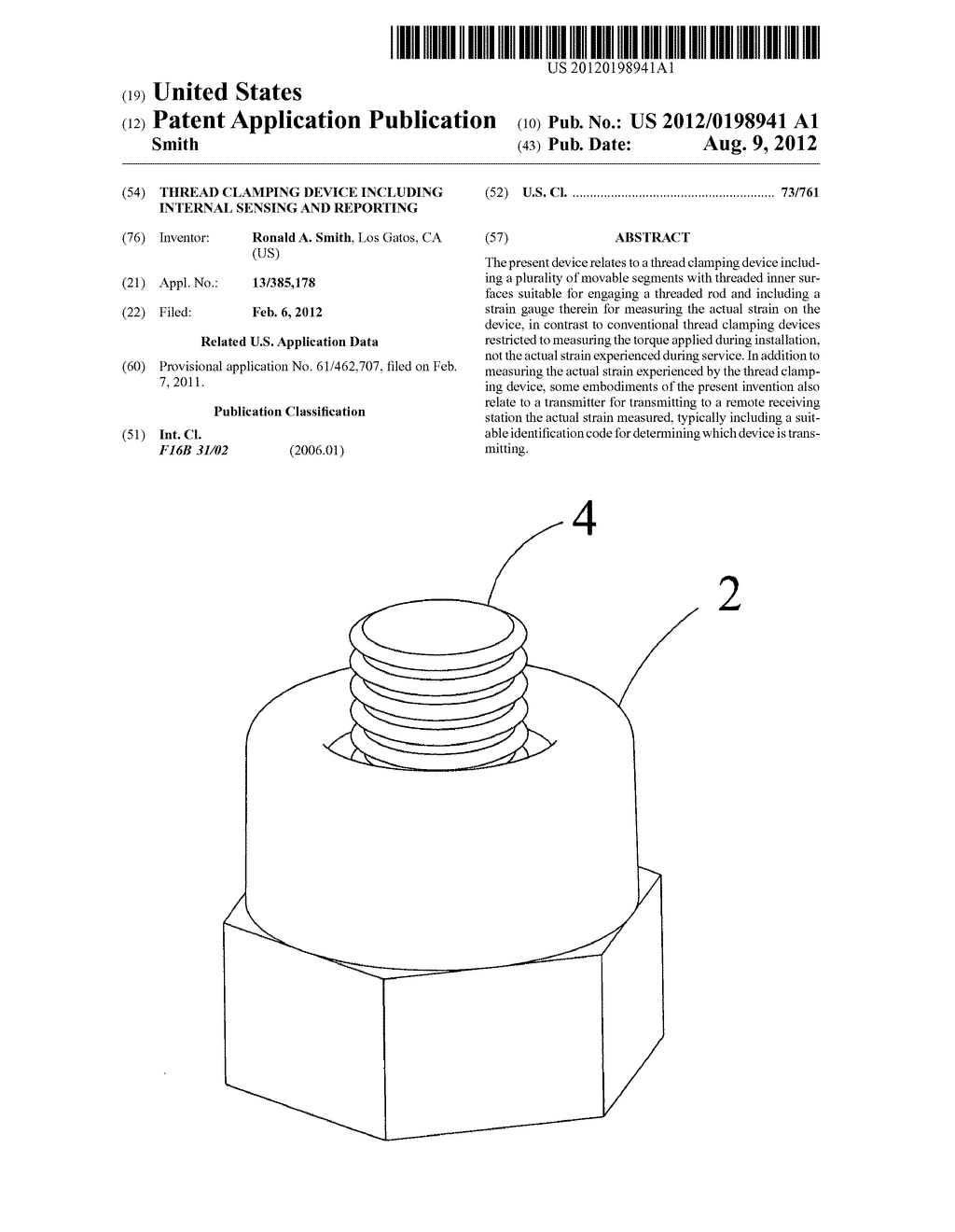 Thread clamping device including internal sensing and reporting - diagram, schematic, and image 01