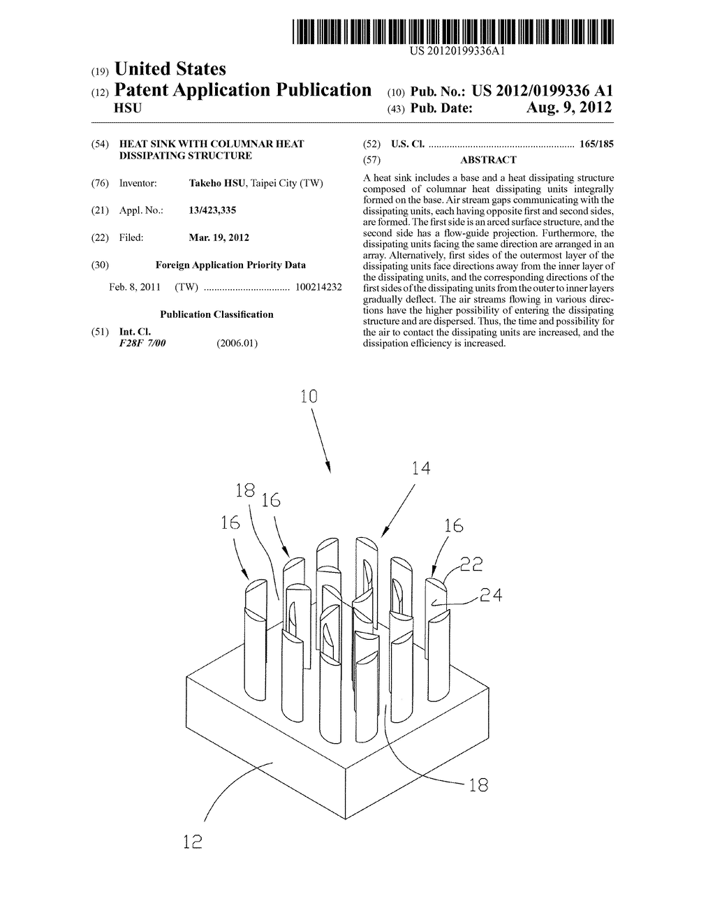 HEAT SINK WITH COLUMNAR HEAT DISSIPATING STRUCTURE - diagram, schematic, and image 01