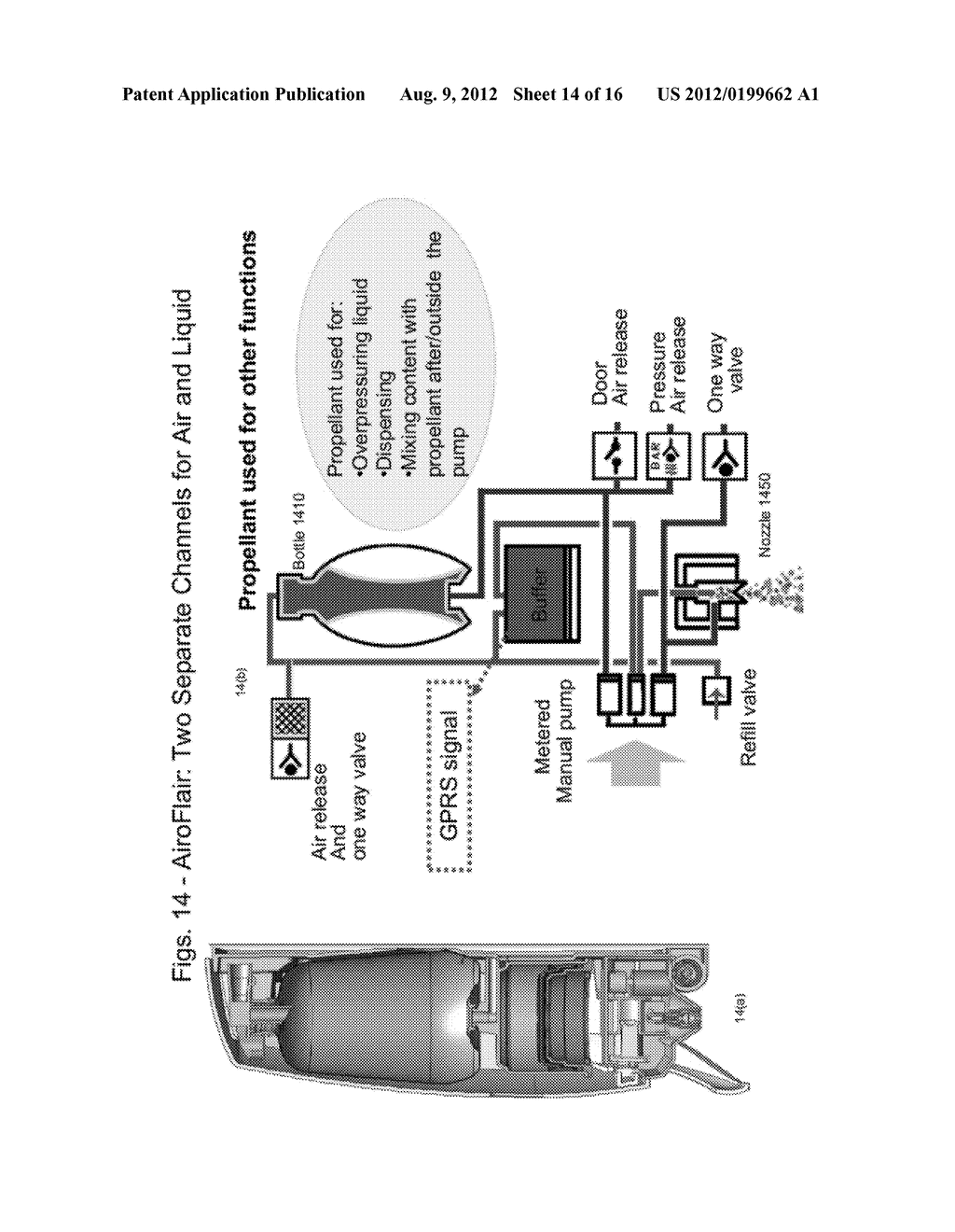 FLAIR SPRAYERS AND ISOLATION OF PRODUCT AND VENTING/PROPELLANT IN     DISPENSING DEVICES - diagram, schematic, and image 15