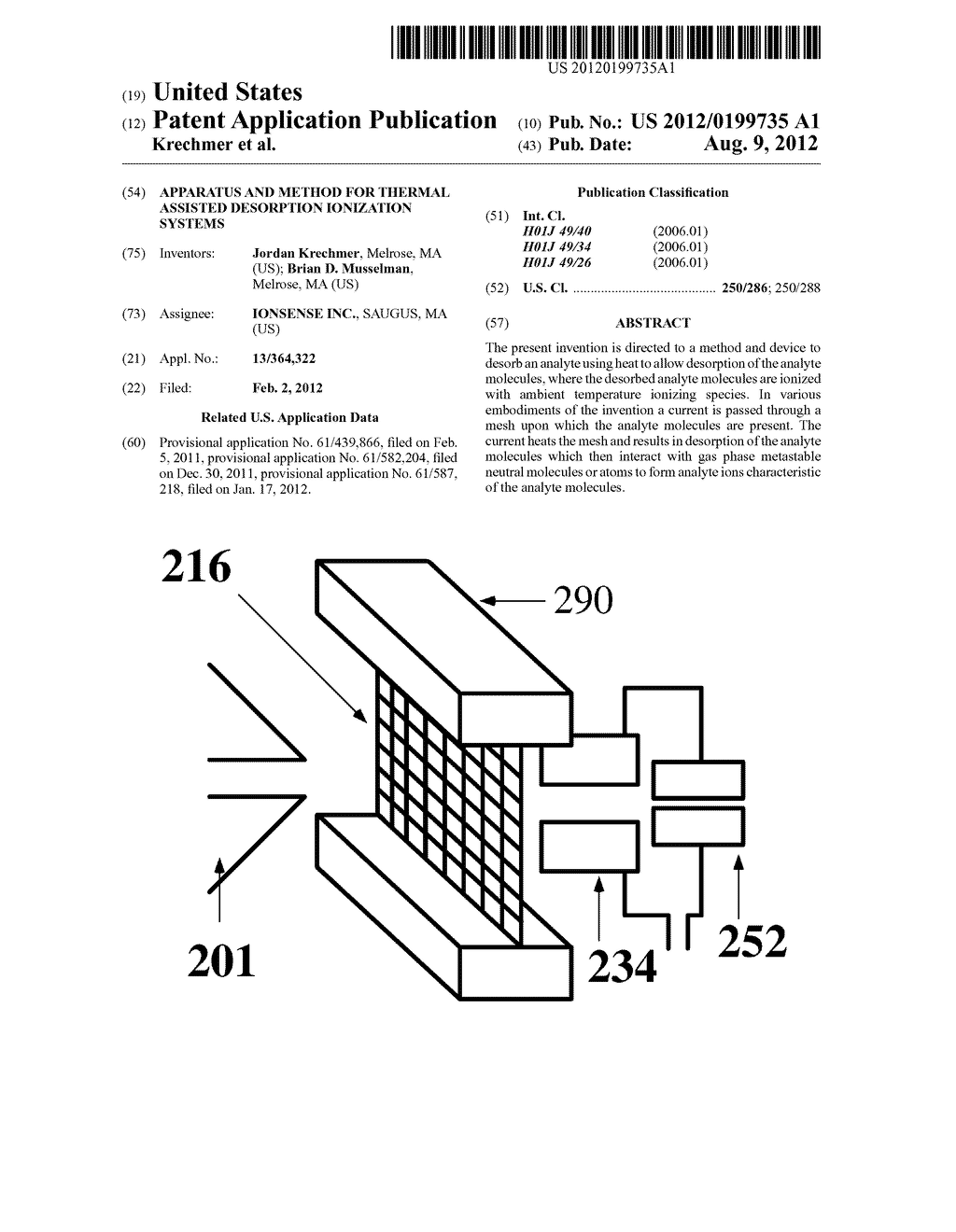 APPARATUS AND METHOD FOR THERMAL ASSISTED DESORPTION IONIZATION SYSTEMS - diagram, schematic, and image 01